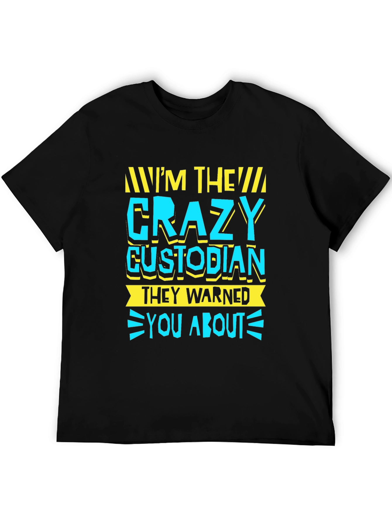 Black Crazy Custodian T-Shirt - Funny Novelty Tee view 5