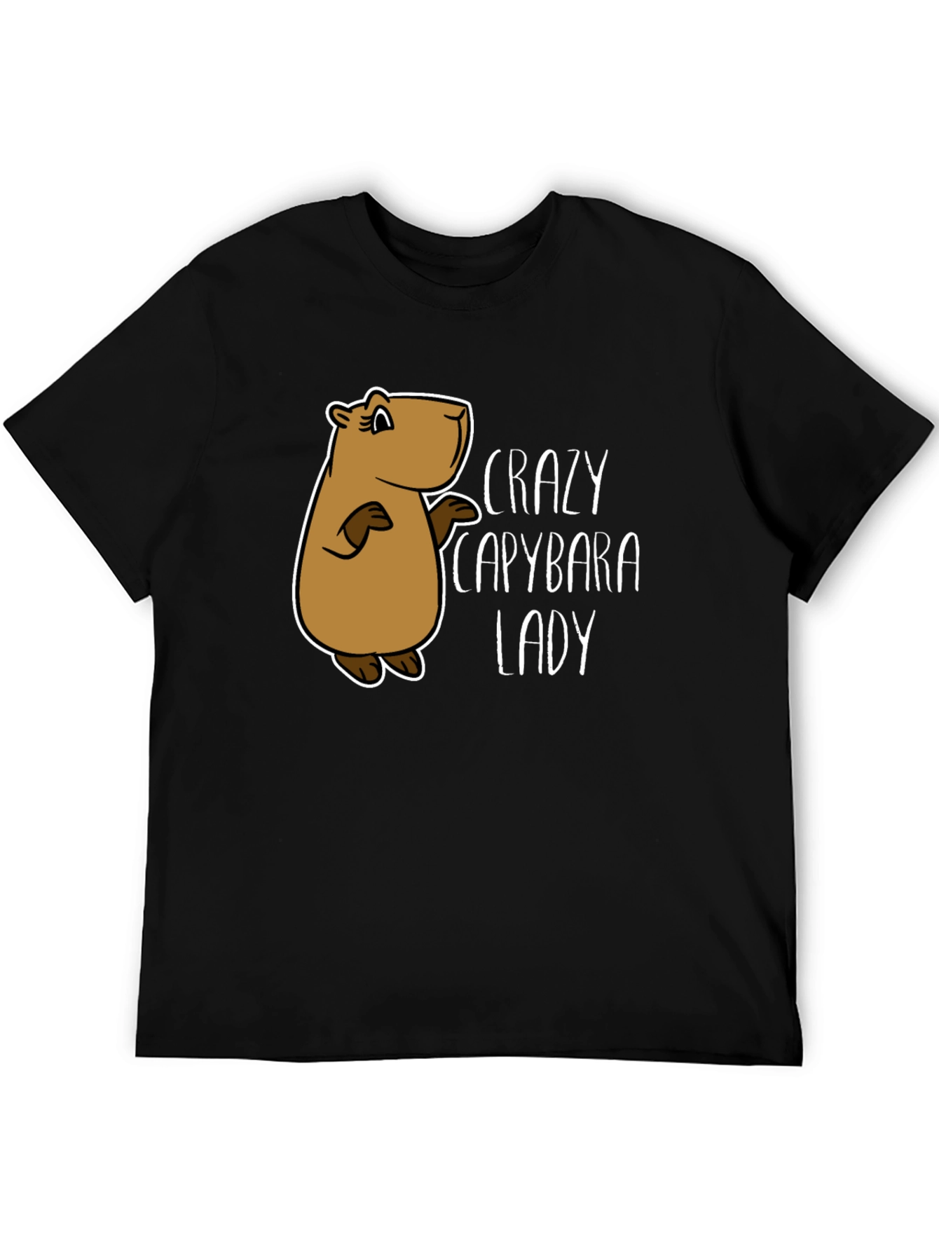 Black Crazy Capybara Lady T-Shirt - Fun Animal Lover Tee view 5