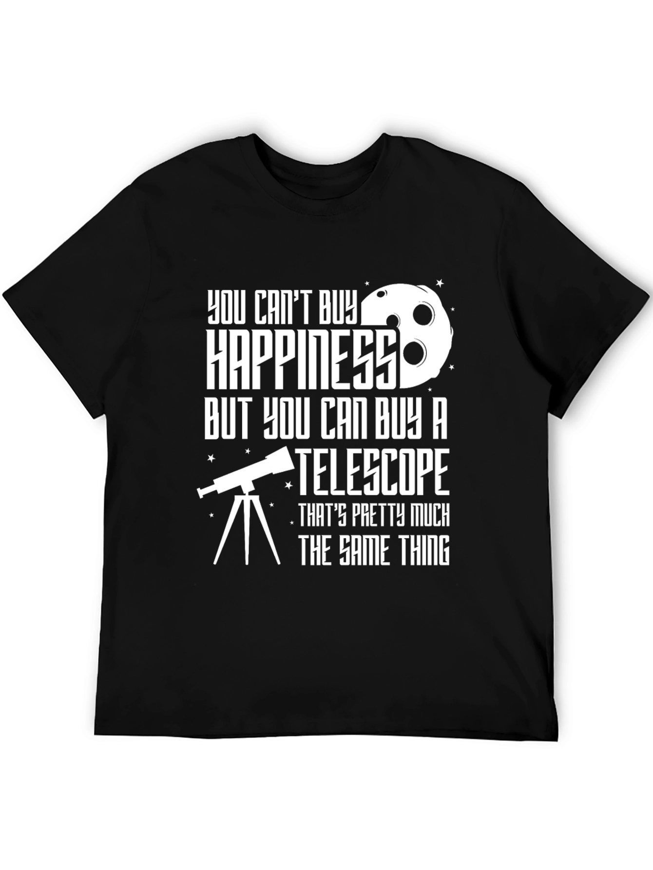 Black Telescope T-Shirt: Buy a Telescope, Buy Happiness view 5