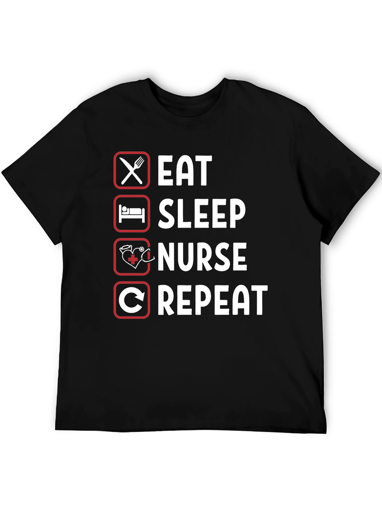 Black Eat Sleep Nurse Repeat Graphic Tee view 5