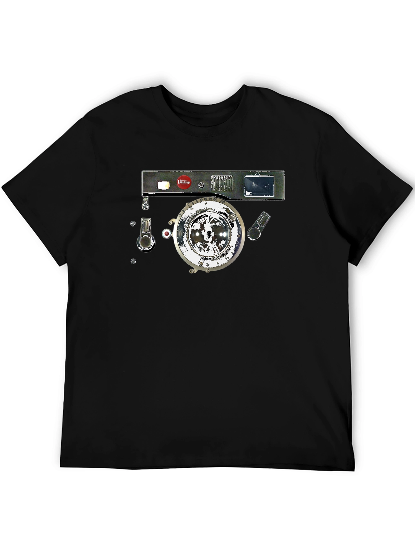 Black Vintage Camera Graphic Black T-Shirt view 5