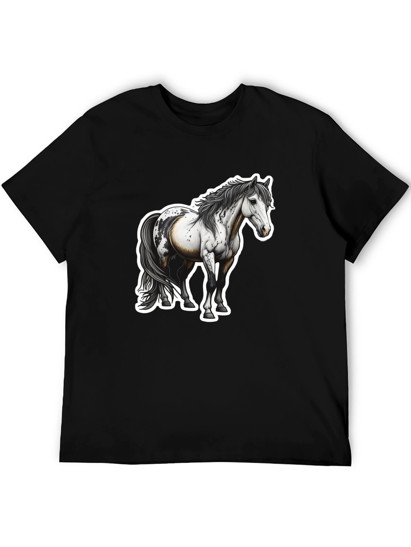 Horse Graphic Black Tee for Men - 5