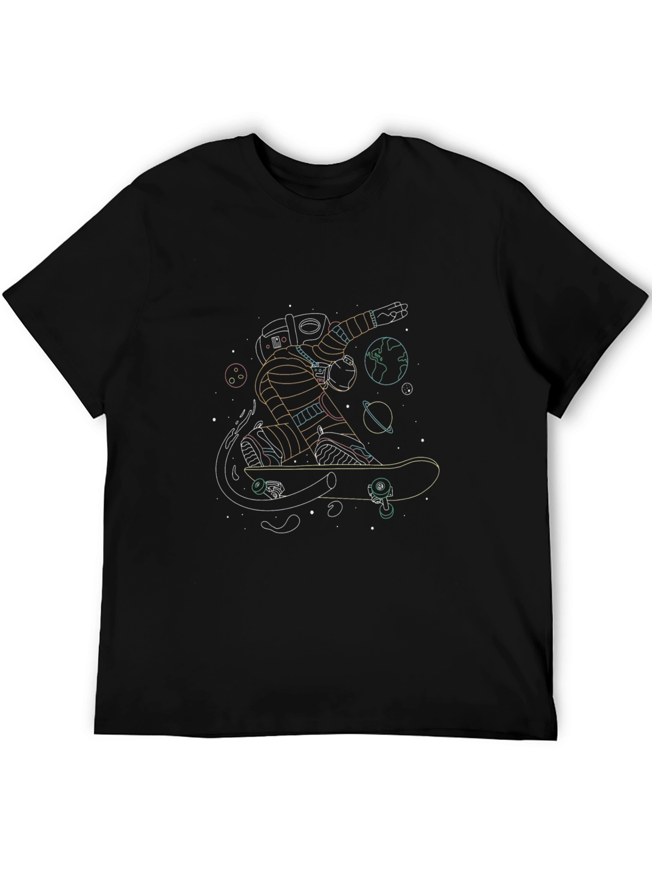 Black Astronaut Skateboard Tee - Space Graphic T-Shirt view 5