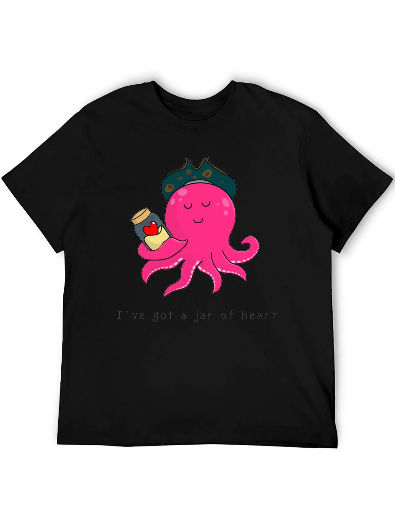 Black Pirate Octopus 'Jar of Hearts' T-Shirt view 5