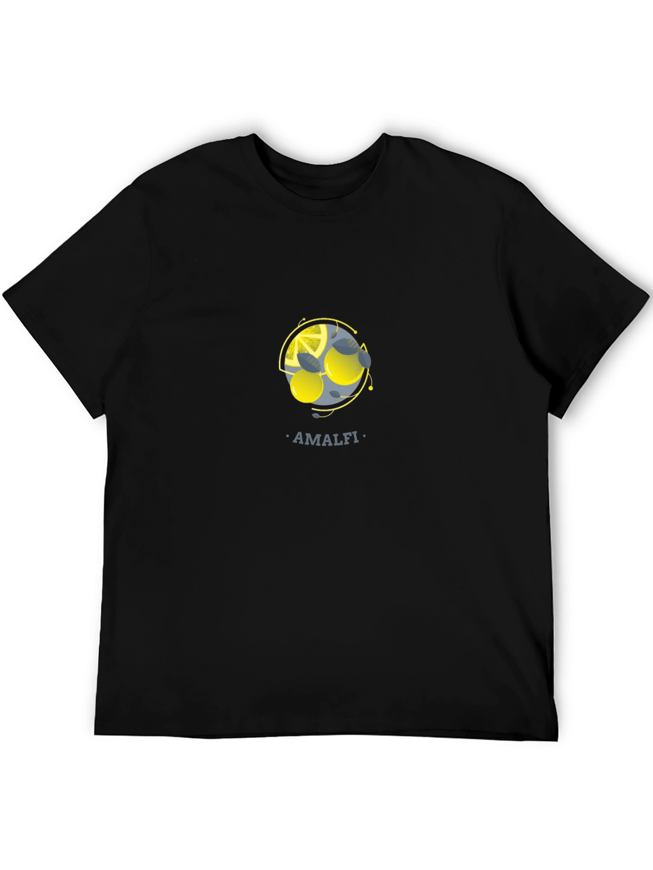 Black Amalfi Lemons Graphic Black T-Shirt view 5