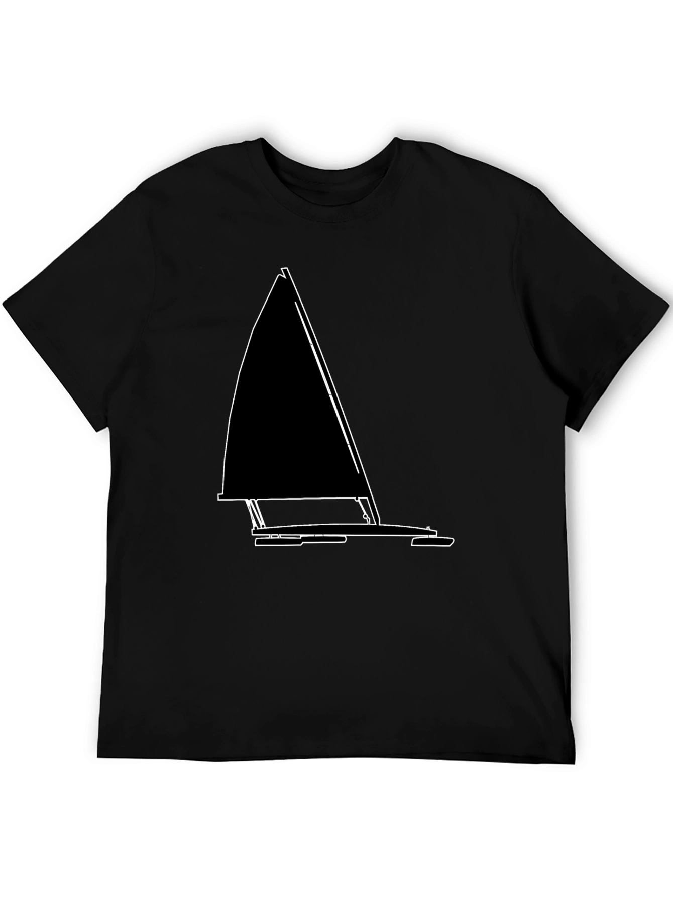 Black Sailboat Outline T-Shirt - Nautical Style view 5