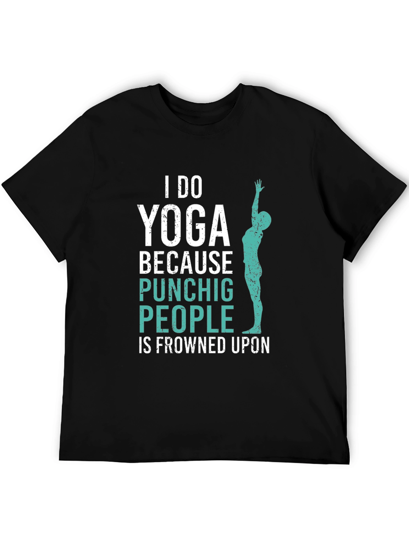 Black Yoga Punching People Funny Graphic Tee view 5