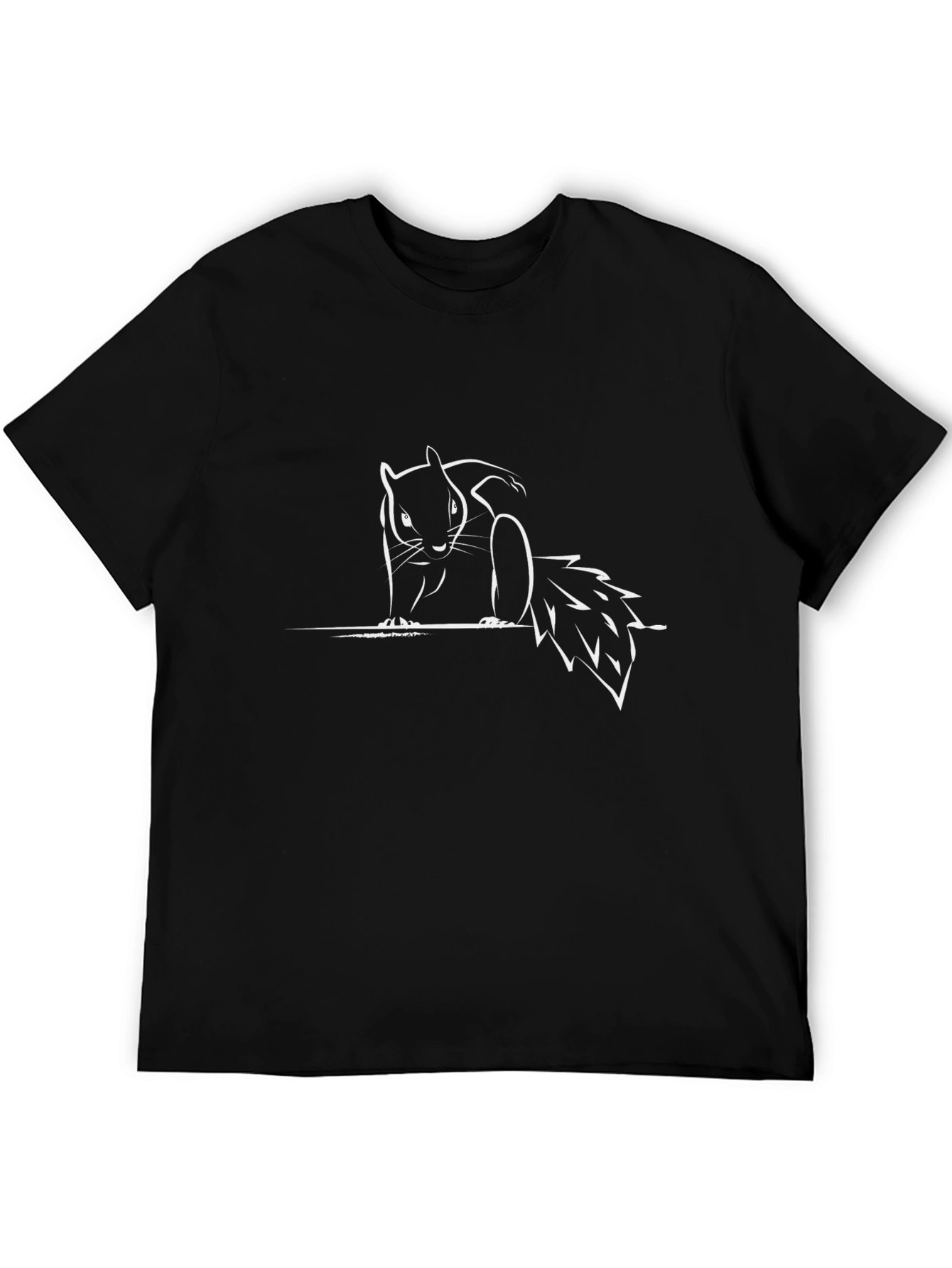Black Black T-Shirt with White Squirrel Graphic view 5