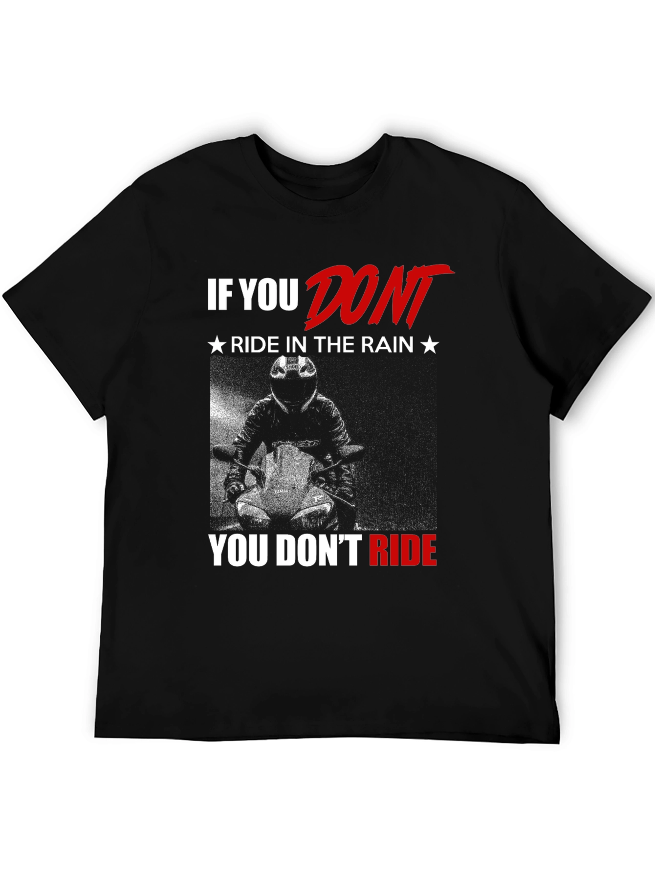 Black Riding in the Rain T-Shirt - Motorcycle Biker Tee view 5