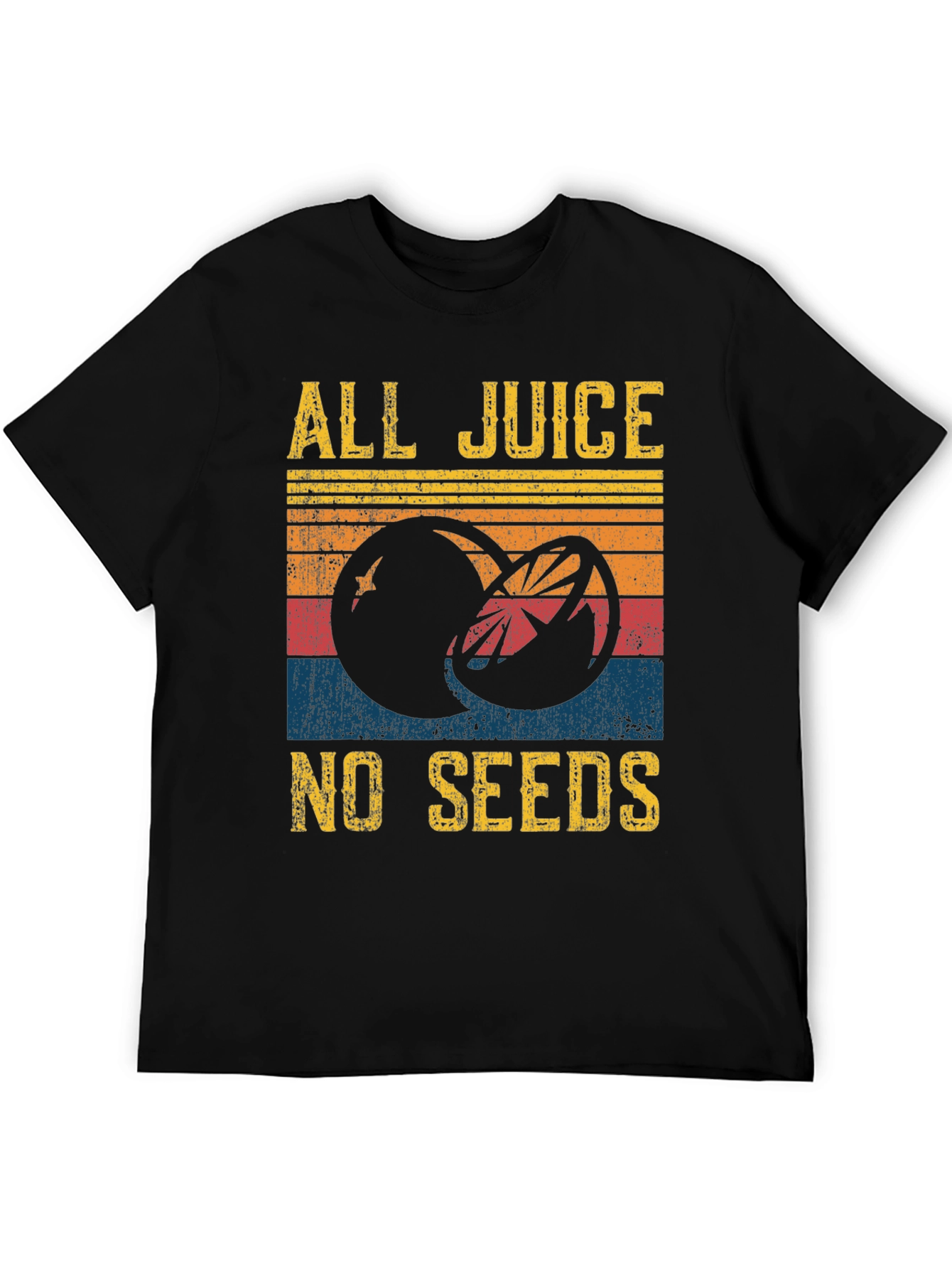 Black All Juice No Seeds Graphic Tee - Retro Fruit Design view 5