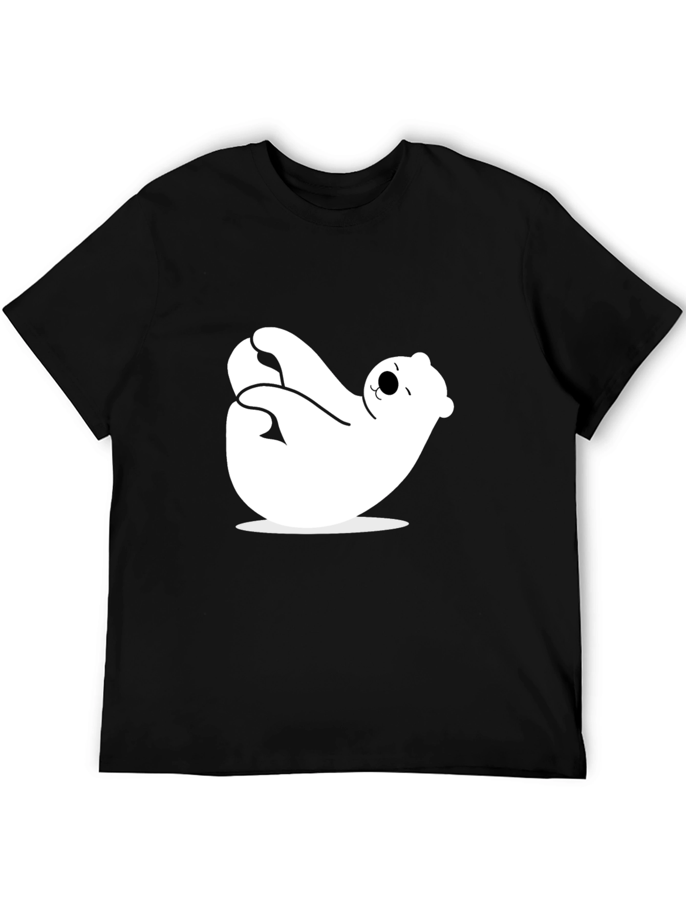 Black Relaxing Polar Bear Black Graphic Tee view 5