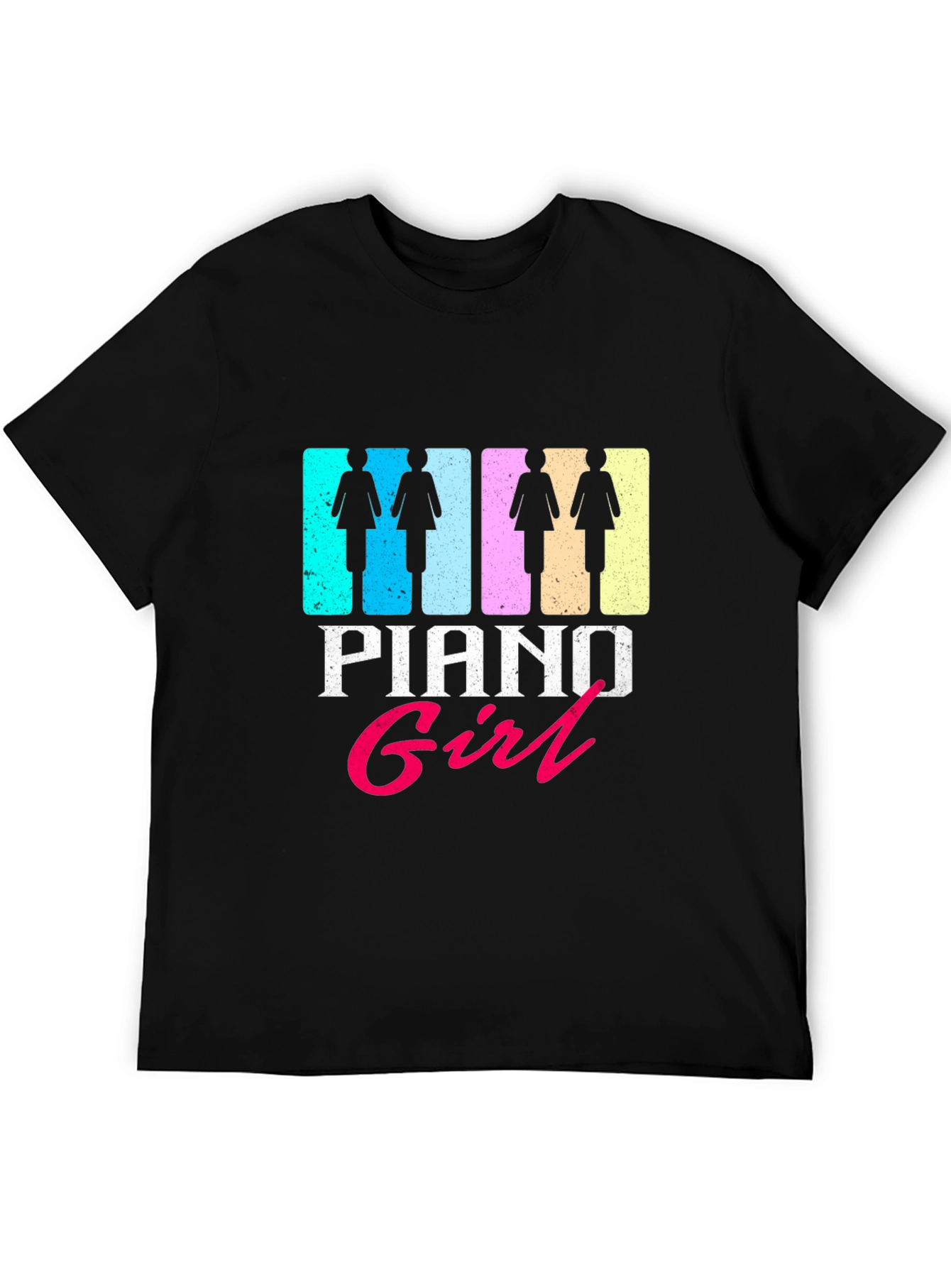 Black Piano Girl Graphic T-Shirt - Trendy Music Lover Tee view 5