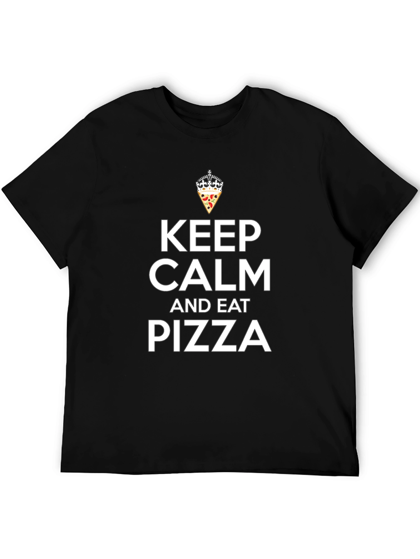Black Keep Calm and Eat Pizza T-Shirt - Funny Graphic Tee view 5