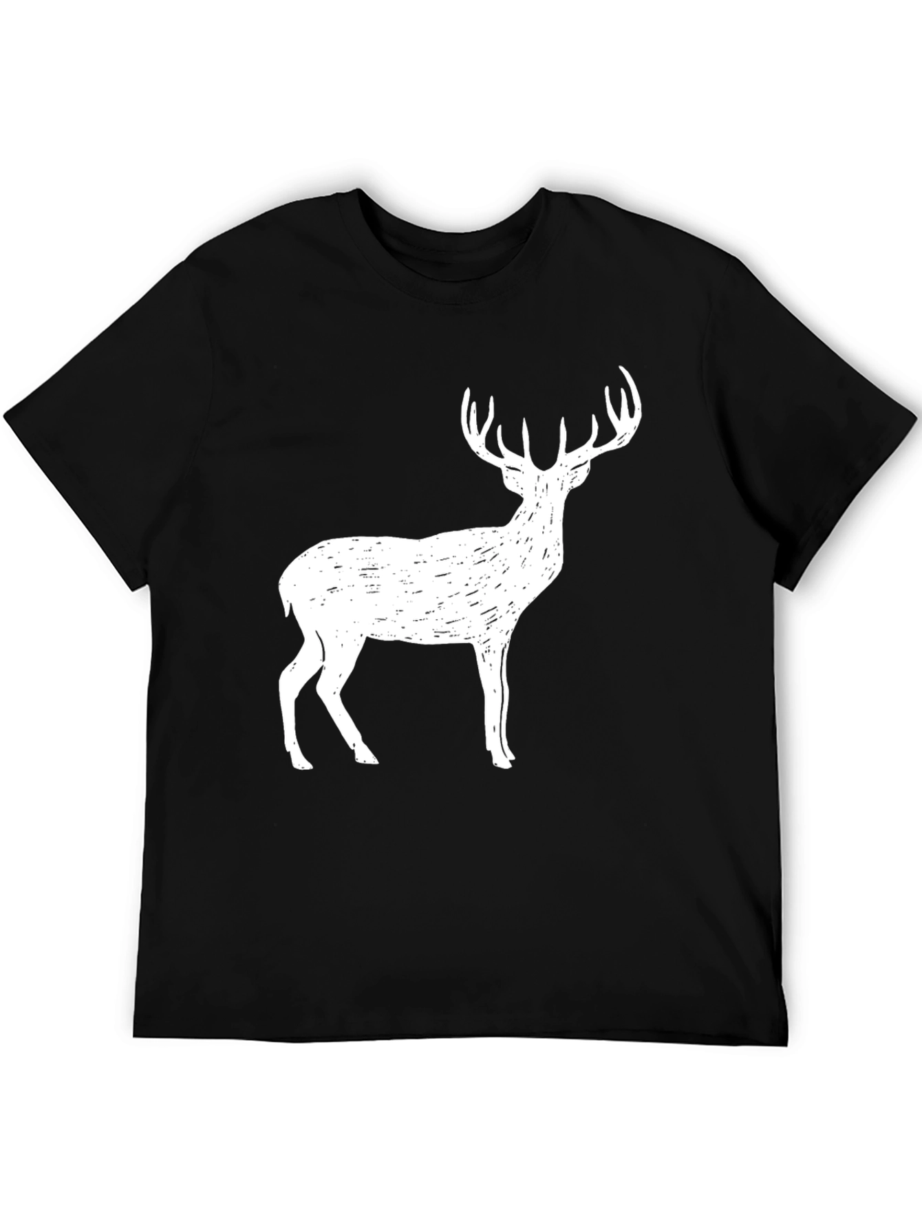 Black Men's Deer Graphic Tee - Black Casual Shirt view 5
