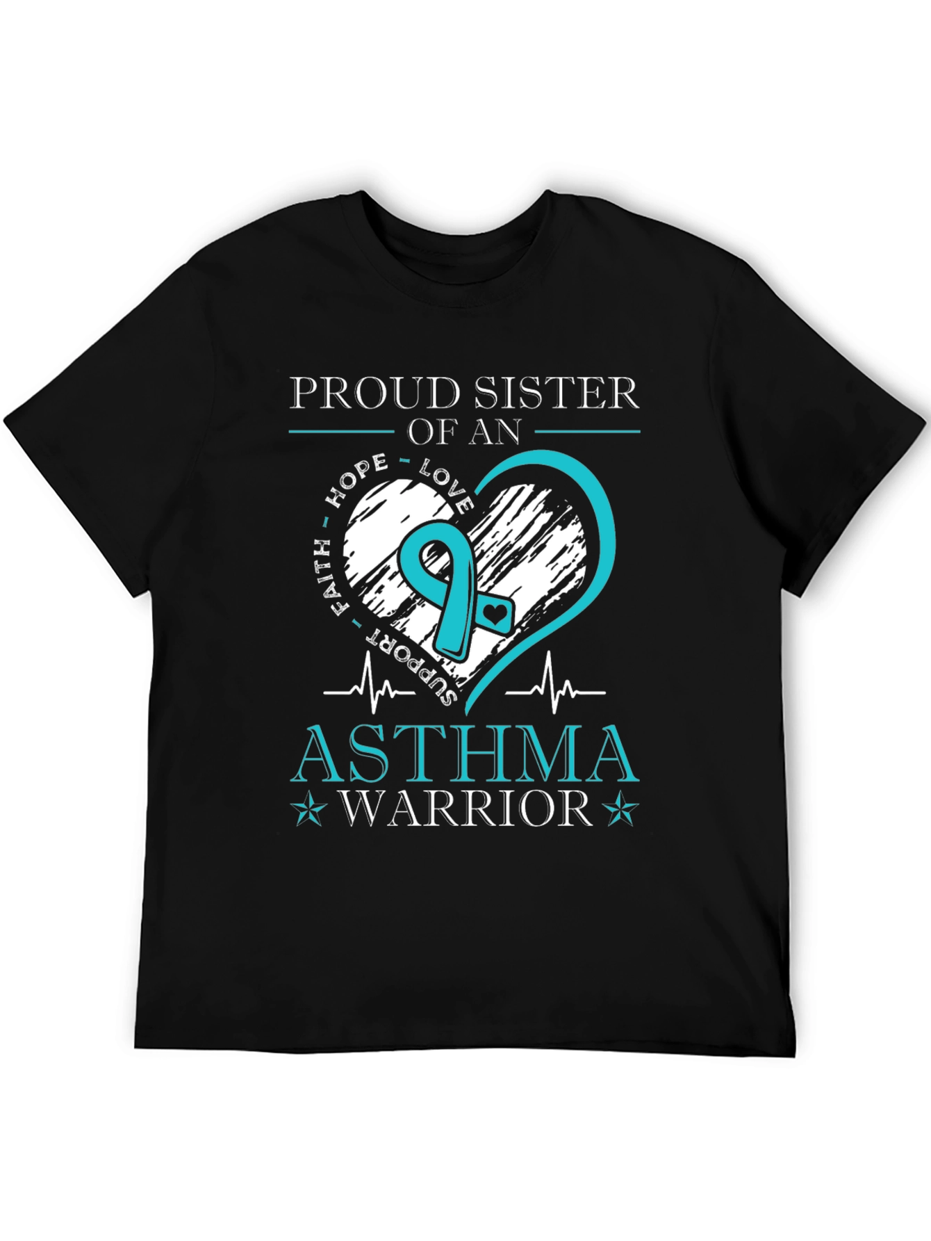 Black Proud Sister of an Asthma Warrior T-Shirt view 5
