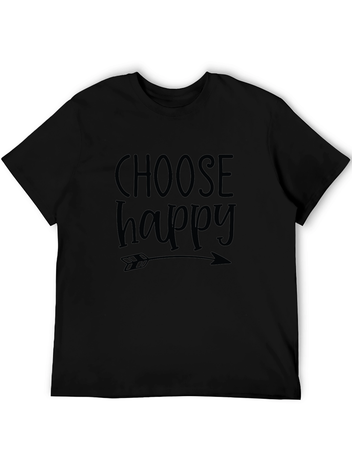Black Choose Happy Graphic Tee - Black Cotton Blend Comfort view 5