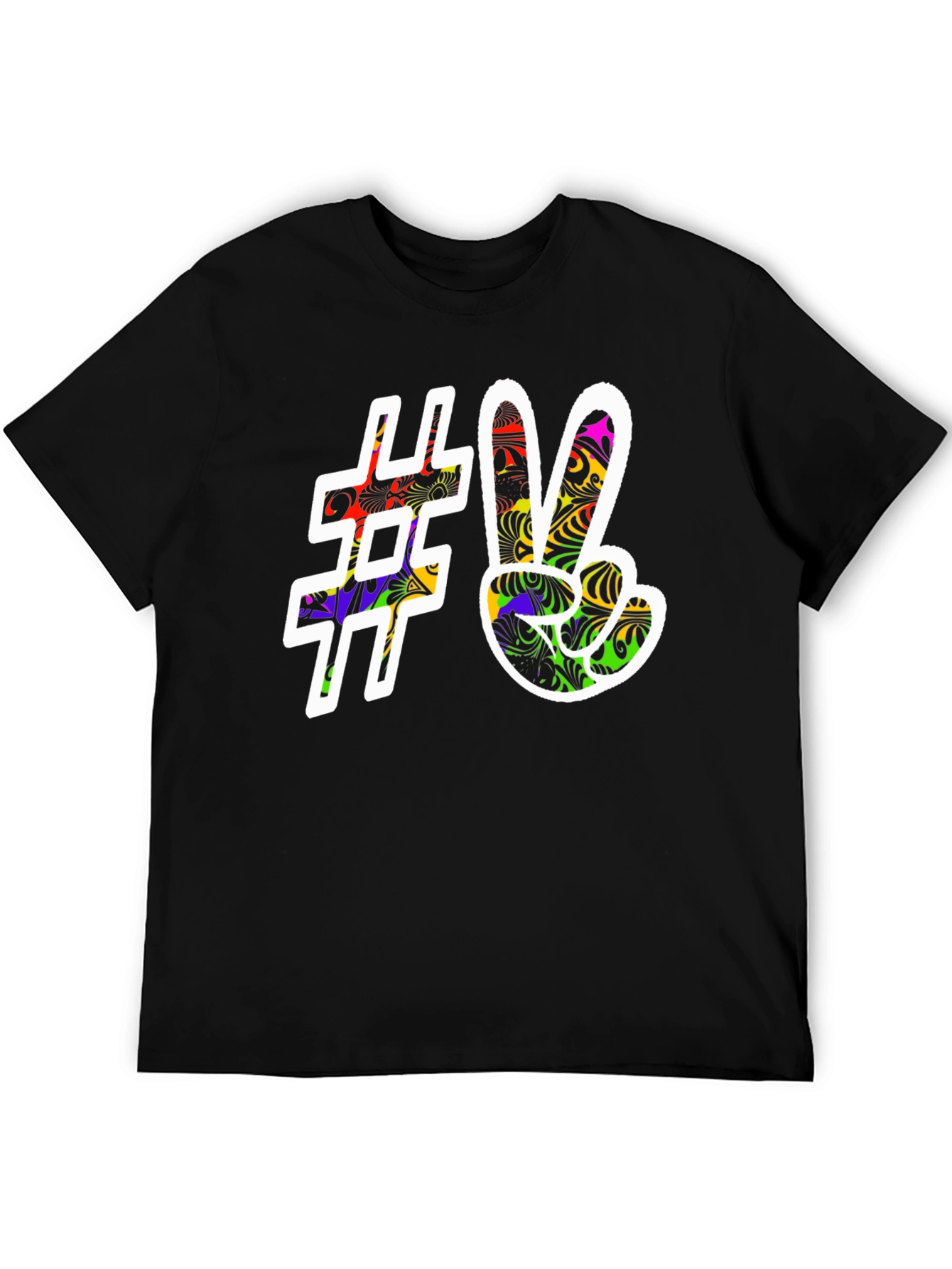 Black Peace Sign Graphic Tee - Black view 5