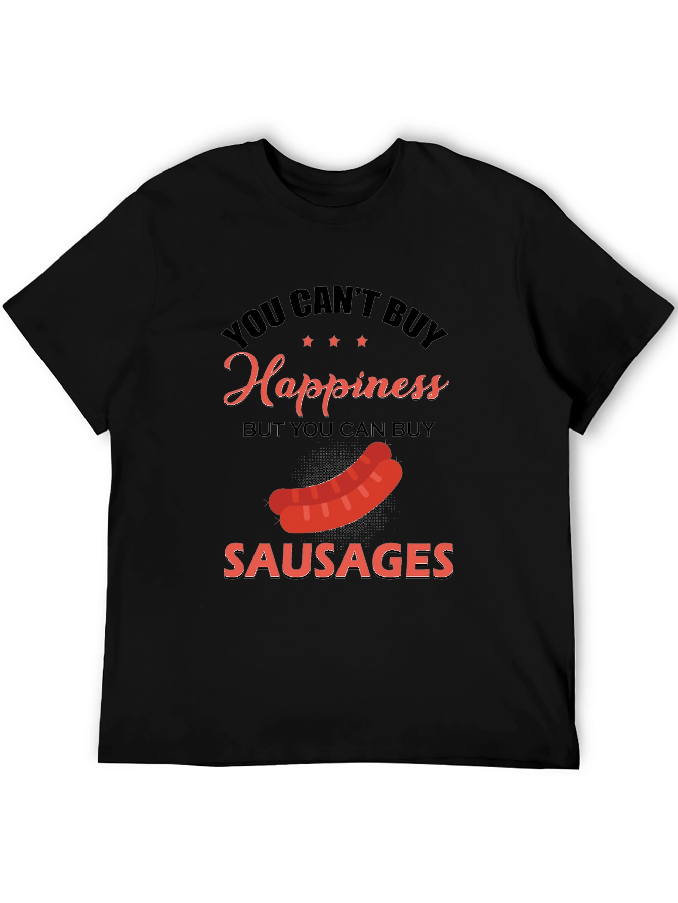 Black Funny Sausage T-Shirt: Buy Sausages, Buy Happiness! view 5