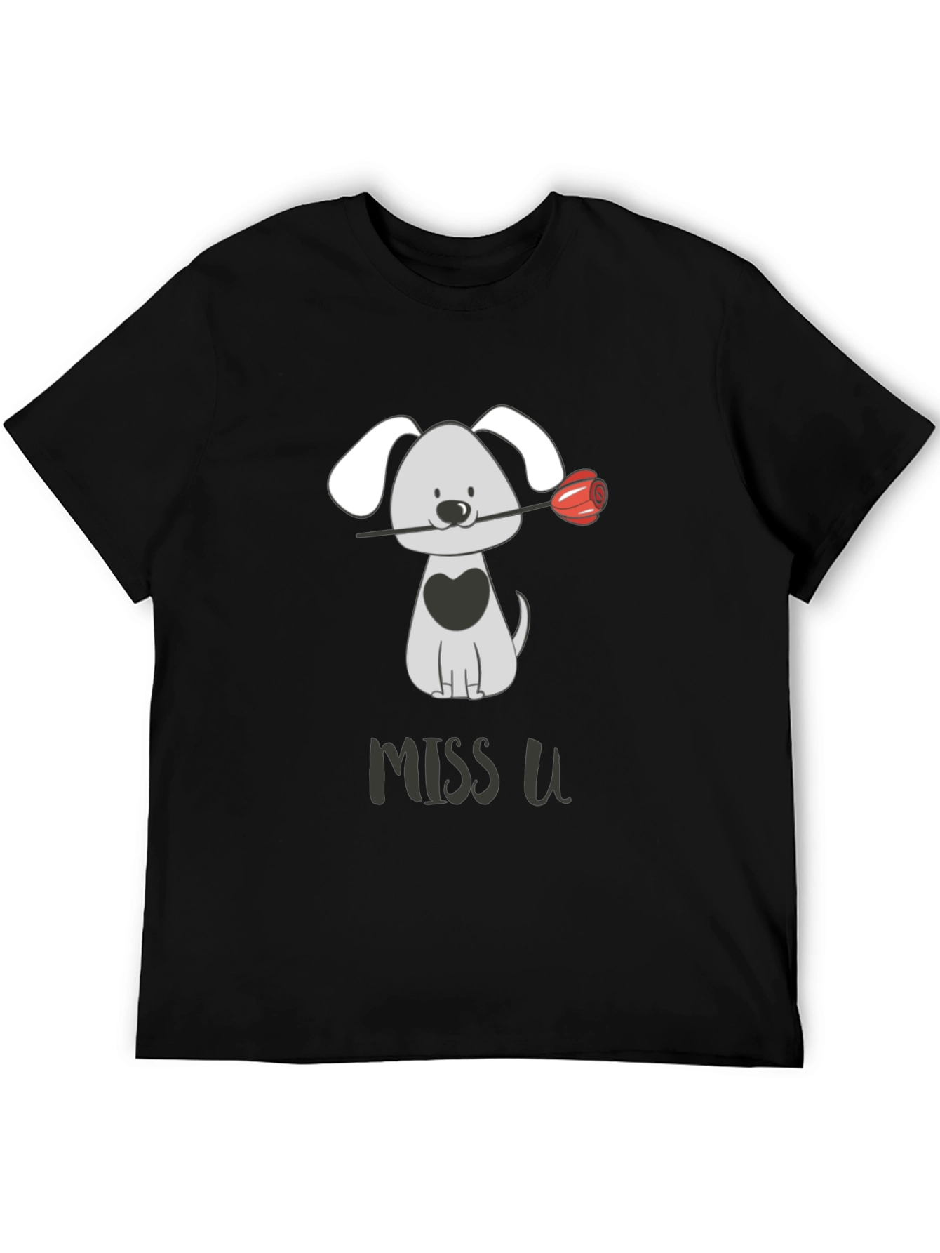 Black Miss U Dog Graphic Tee - Cute Casual Style view 5