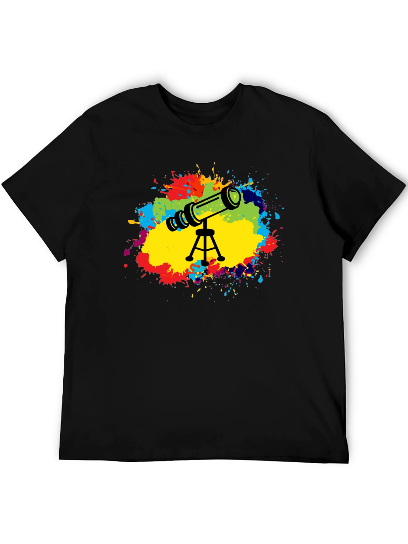 Black Telescope Splash Graphic T-Shirt - Astronomy Tee view 5