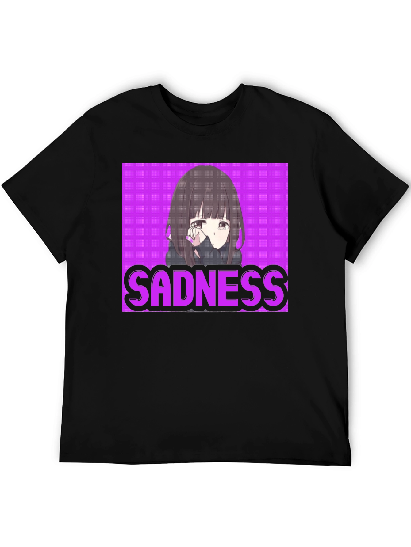 Black Sadness Anime Girl T-Shirt - Streetwear Graphic Tee view 5