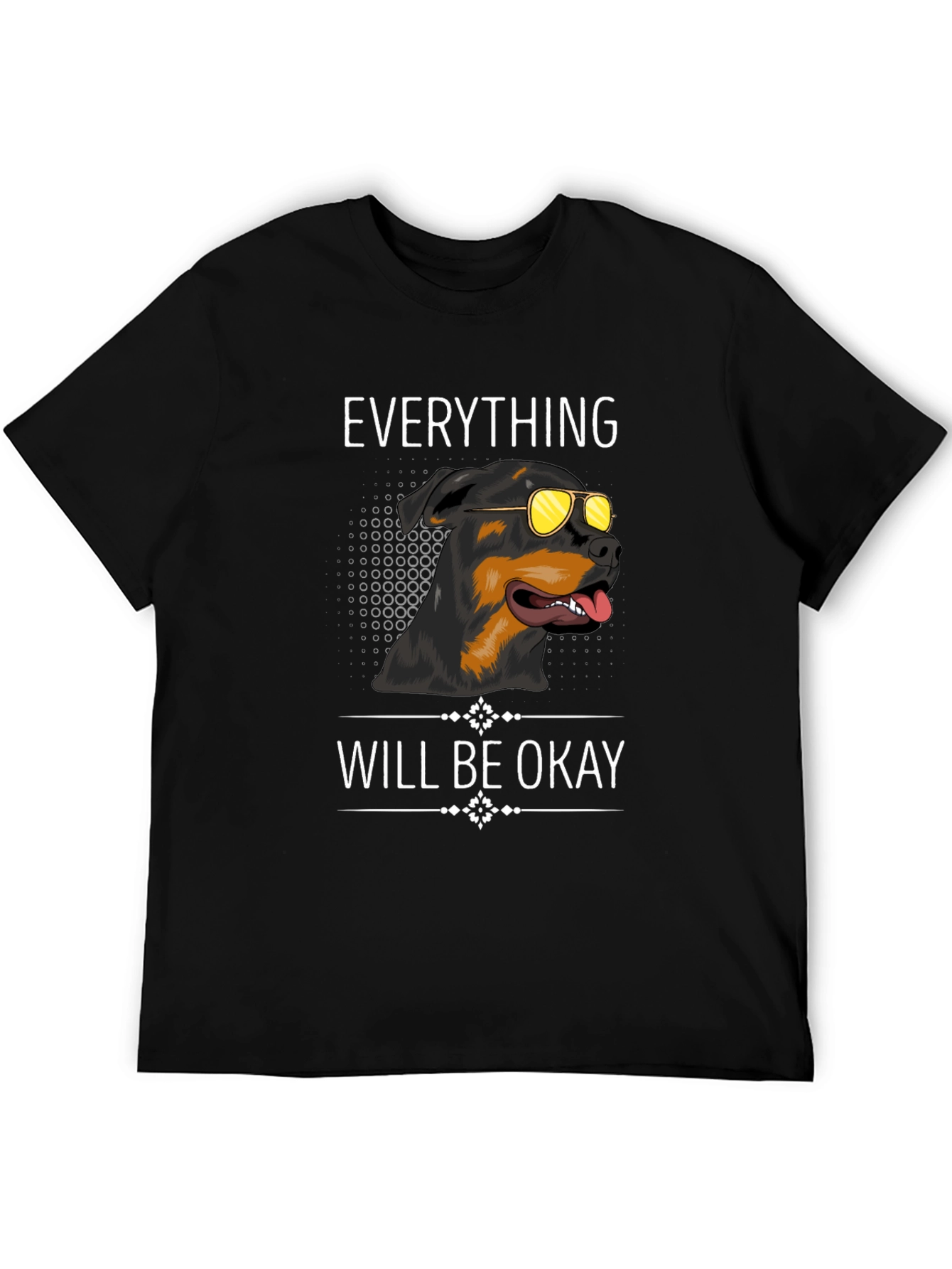Black Dog with Sunglasses Graphic T-Shirt - Everything Will Be Okay view 5