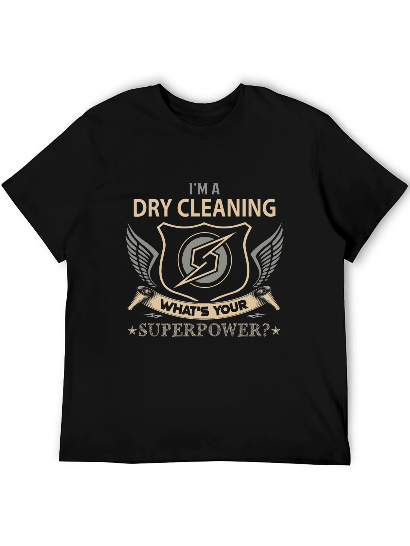 Black Dry Cleaning Superpower Tee - Novelty Graphic T-Shirt view 5