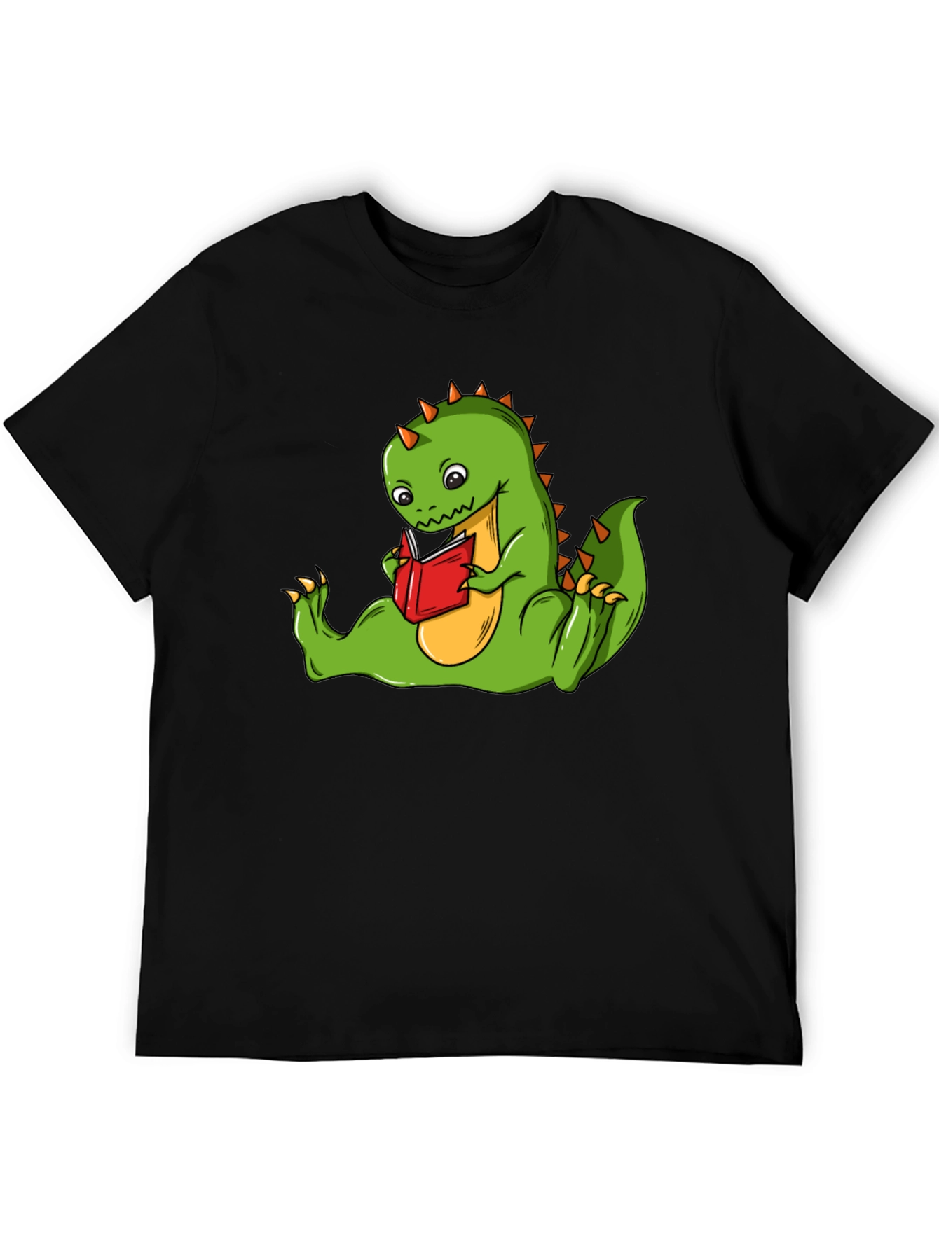 Black Dinosaur Reading Book T-Shirt - Fun Graphic Tee view 5