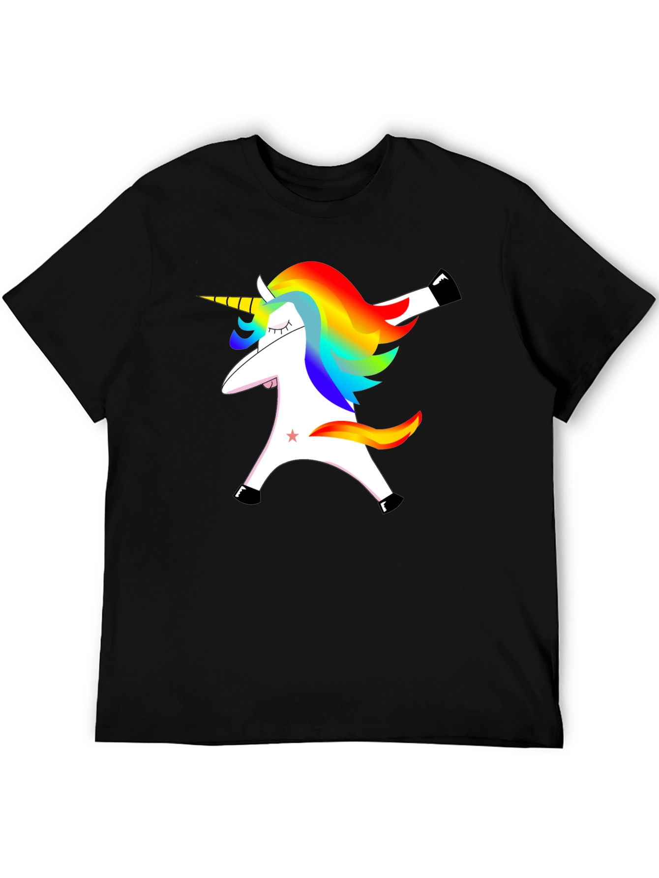 Black Dabbing Unicorn Graphic Tee - Black Cotton T-Shirt view 5