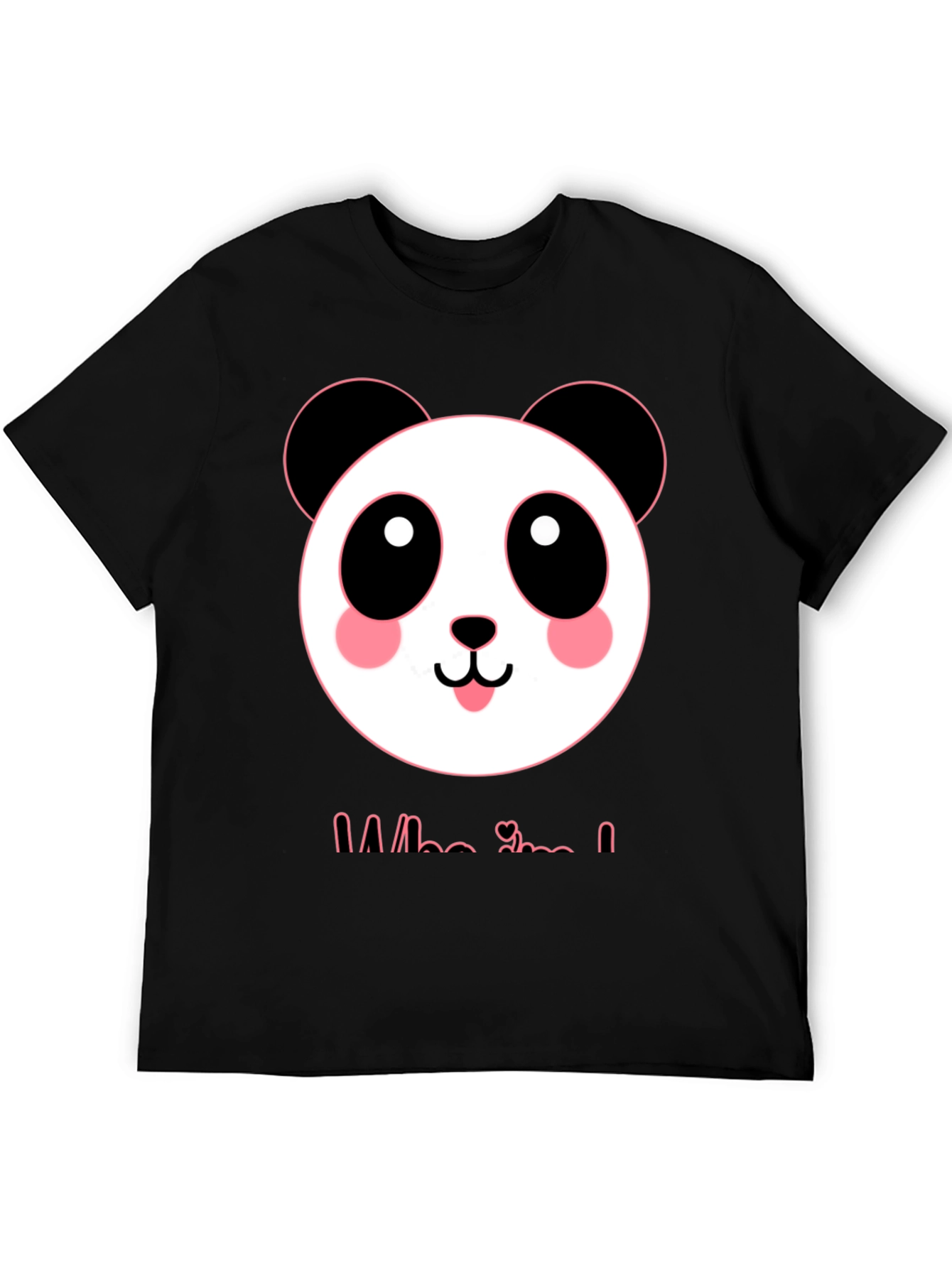 Black Cute Panda Graphic Tee - Men's Black T-Shirt view 5