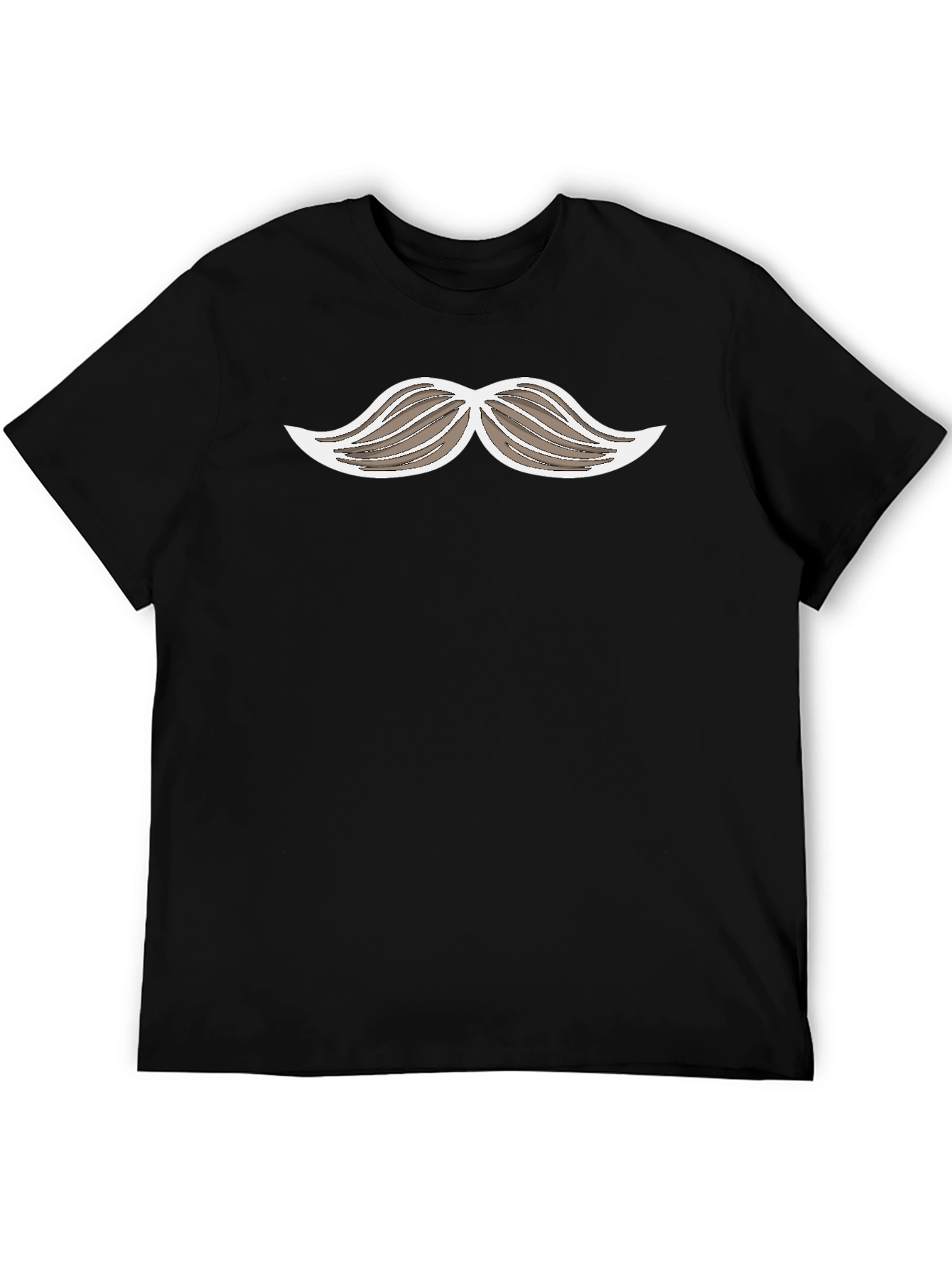 Black Funny Mustache Graphic Print Black T-Shirt view 5