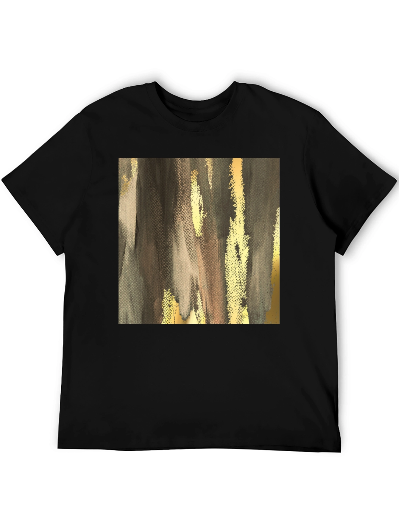 Black Abstract Gold & Gray Graphic Tee view 5