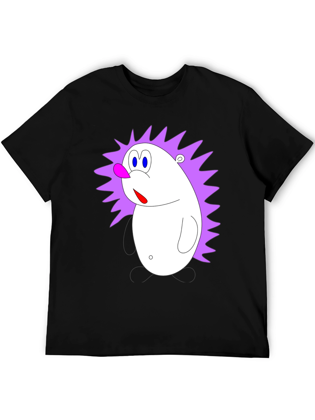 Black Cartoon Hedgehog Graphic Black T-Shirt view 5
