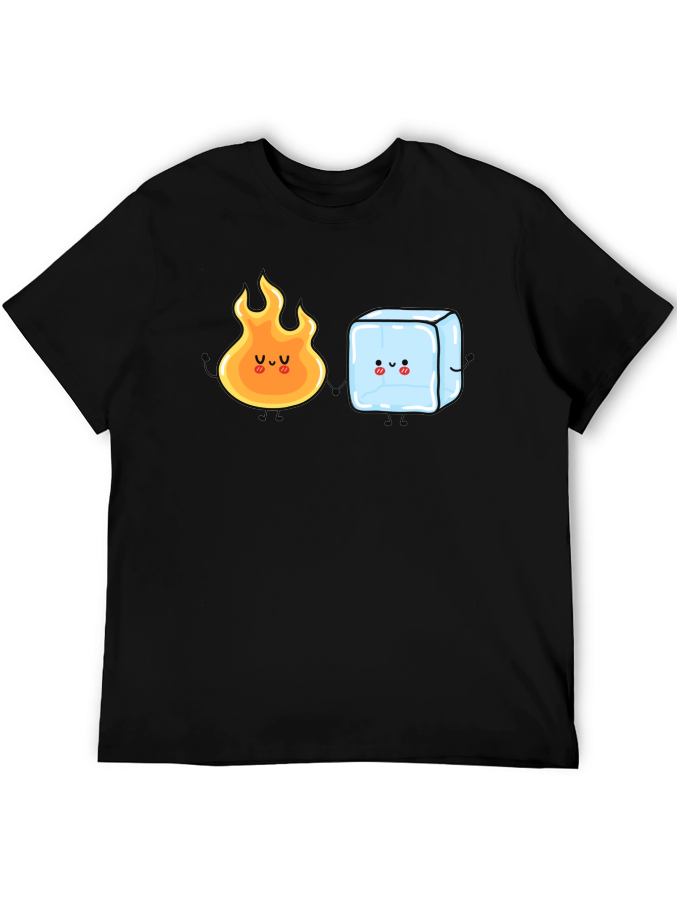 Black Cute Fire and Ice Cube Graphic T-Shirt view 5