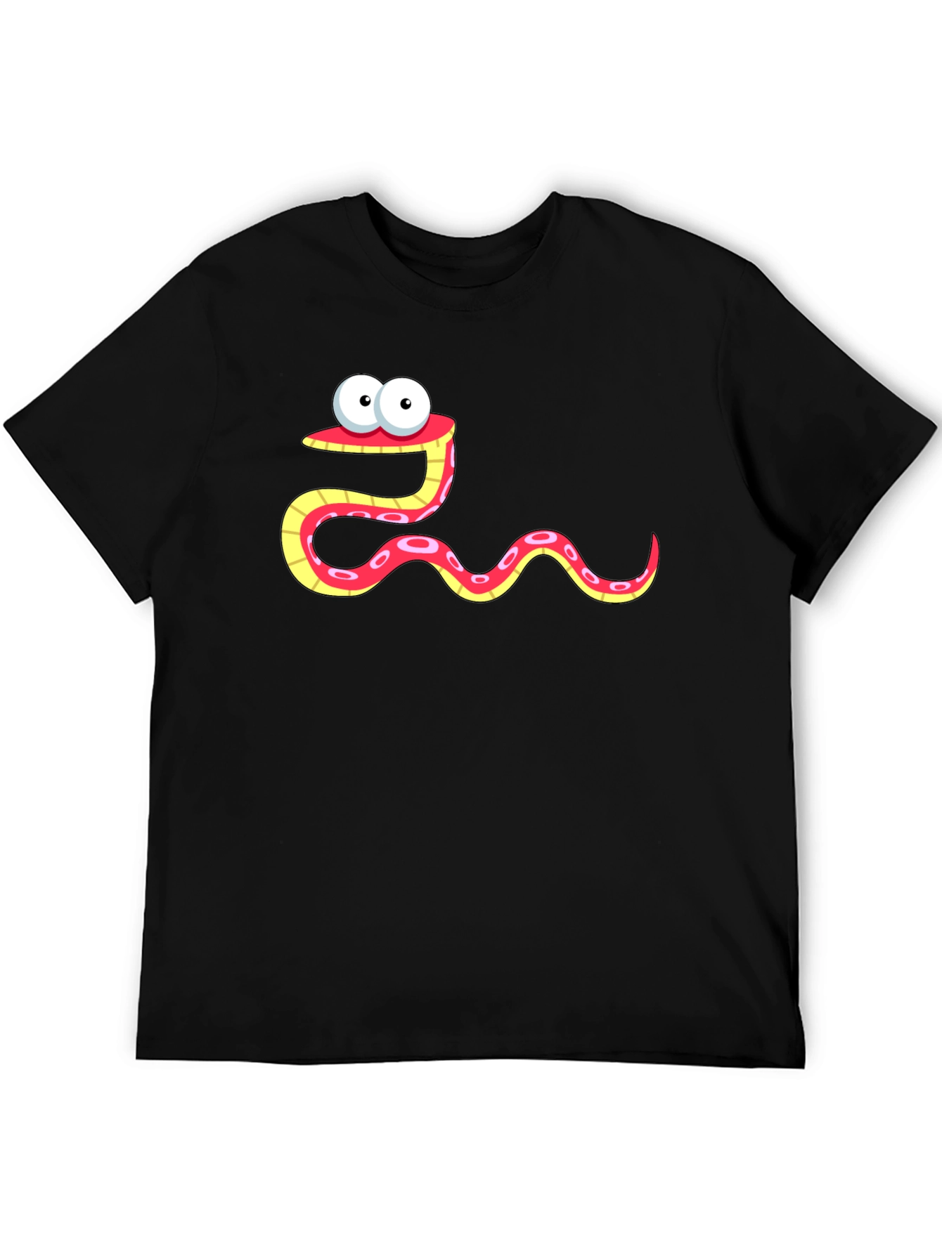 Black Cartoon Snake Graphic Tee - Black Cotton Shirt view 5