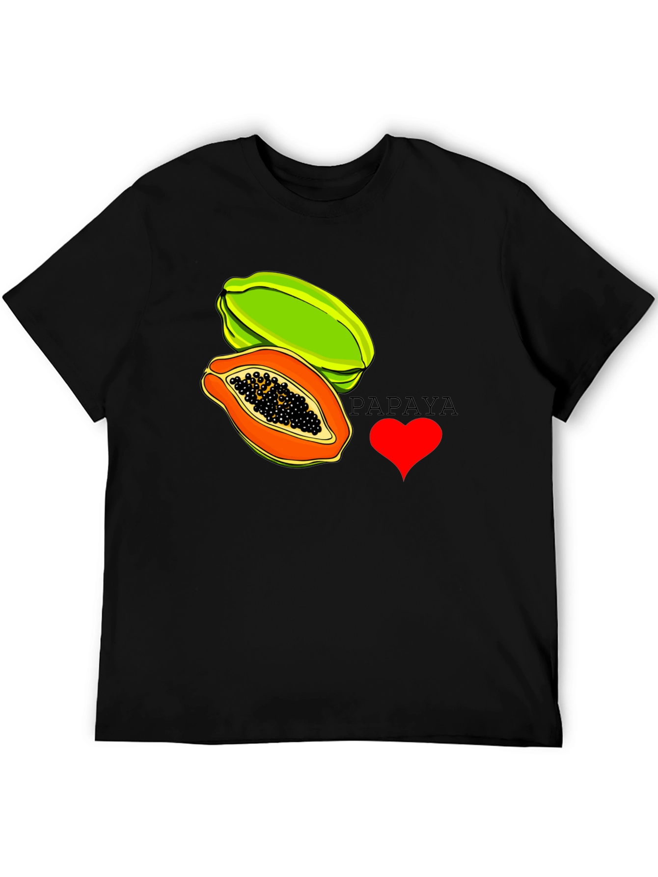 Black I Love Papaya Graphic T-Shirt - Fruit Lover Tee view 5
