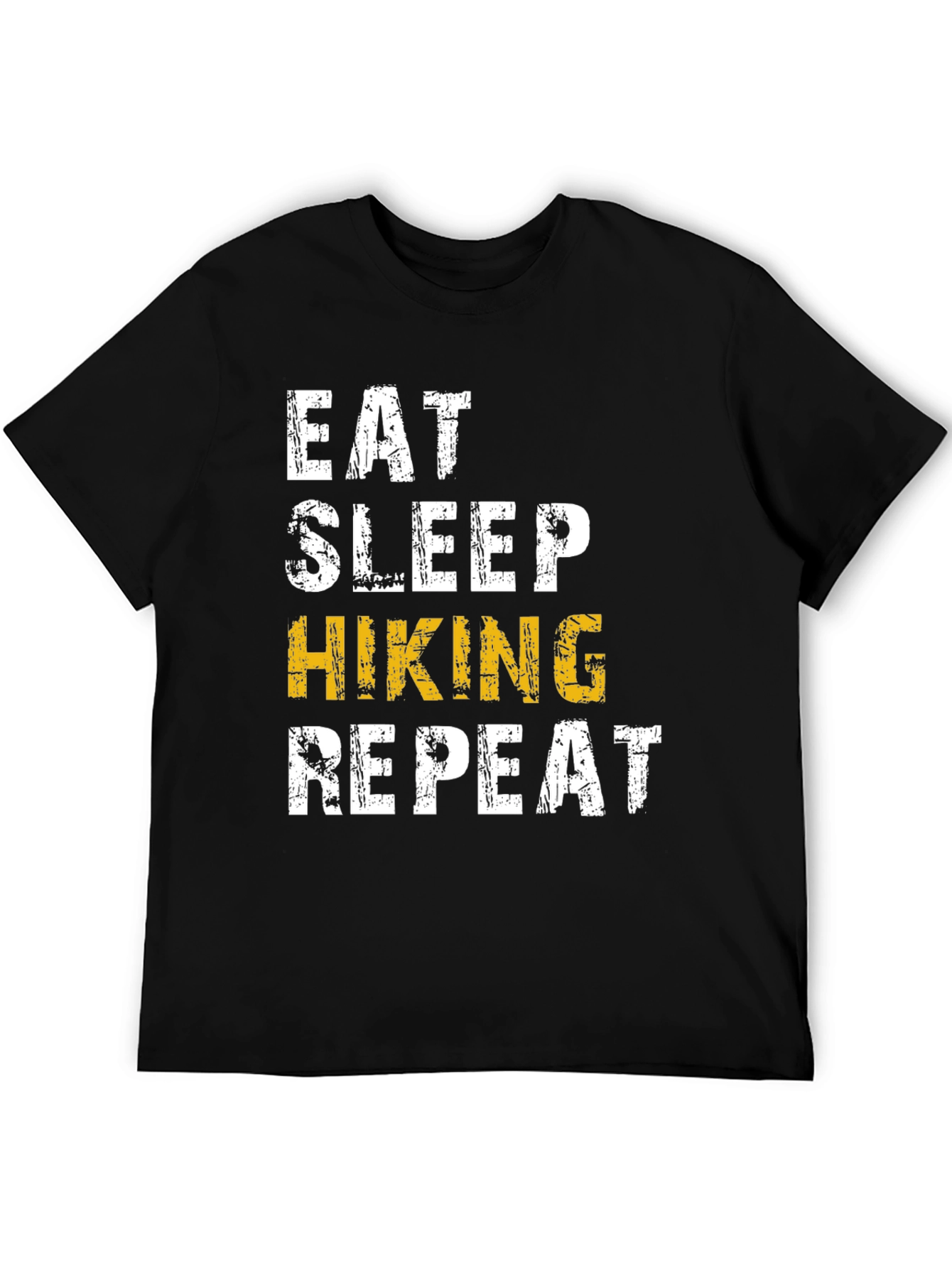 Black Eat Sleep Hiking Repeat T-Shirt - Black Cotton Tee view 5