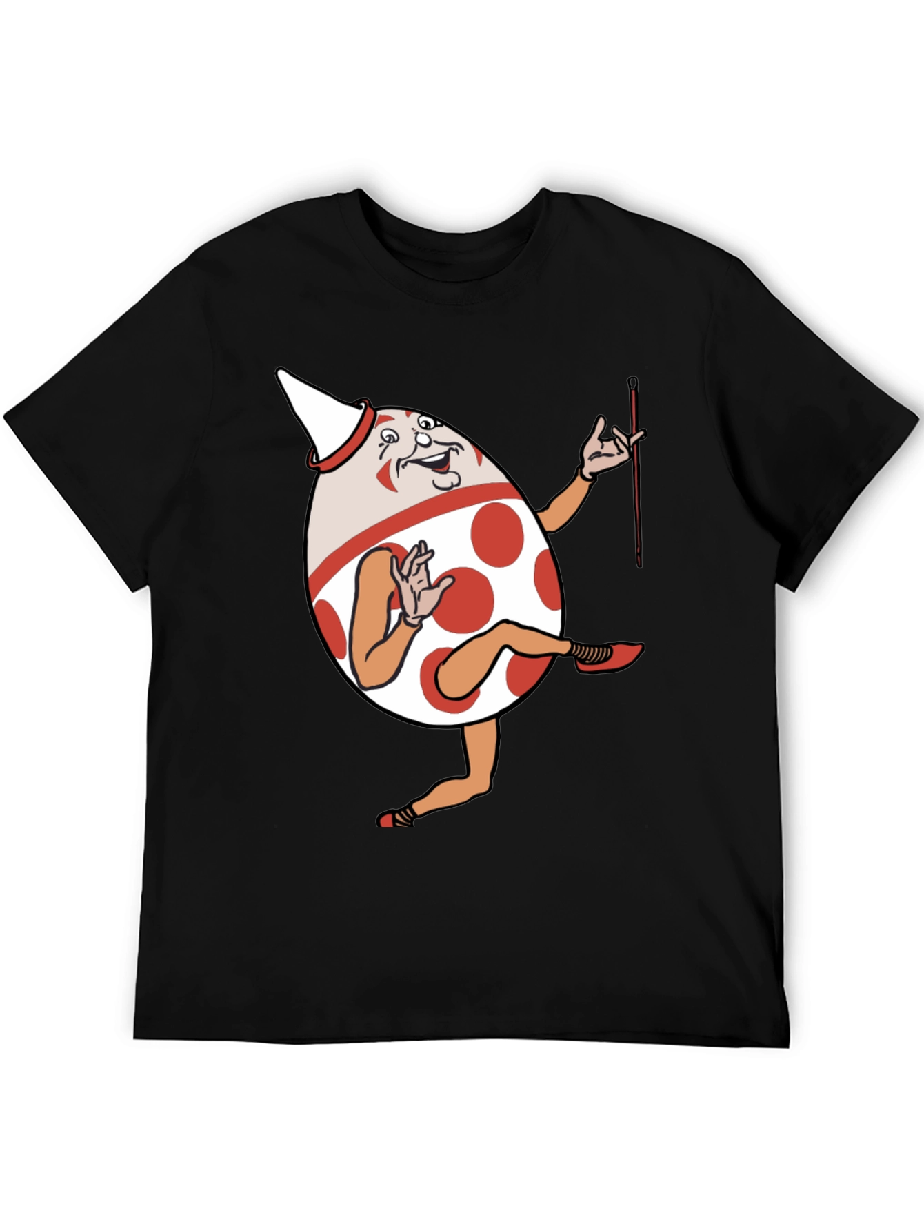 Black Funny Egg Cartoon Character Graphic T-Shirt view 5