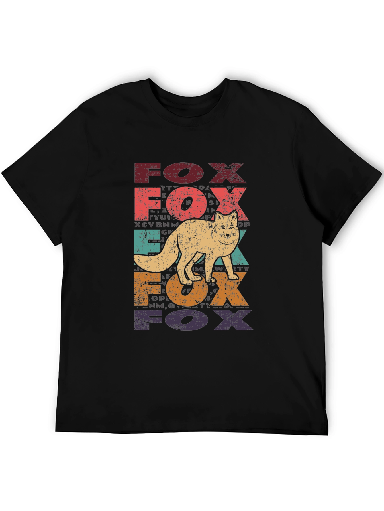 Black Vintage Fox Graphic Tee - Retro Style Black T-Shirt view 5