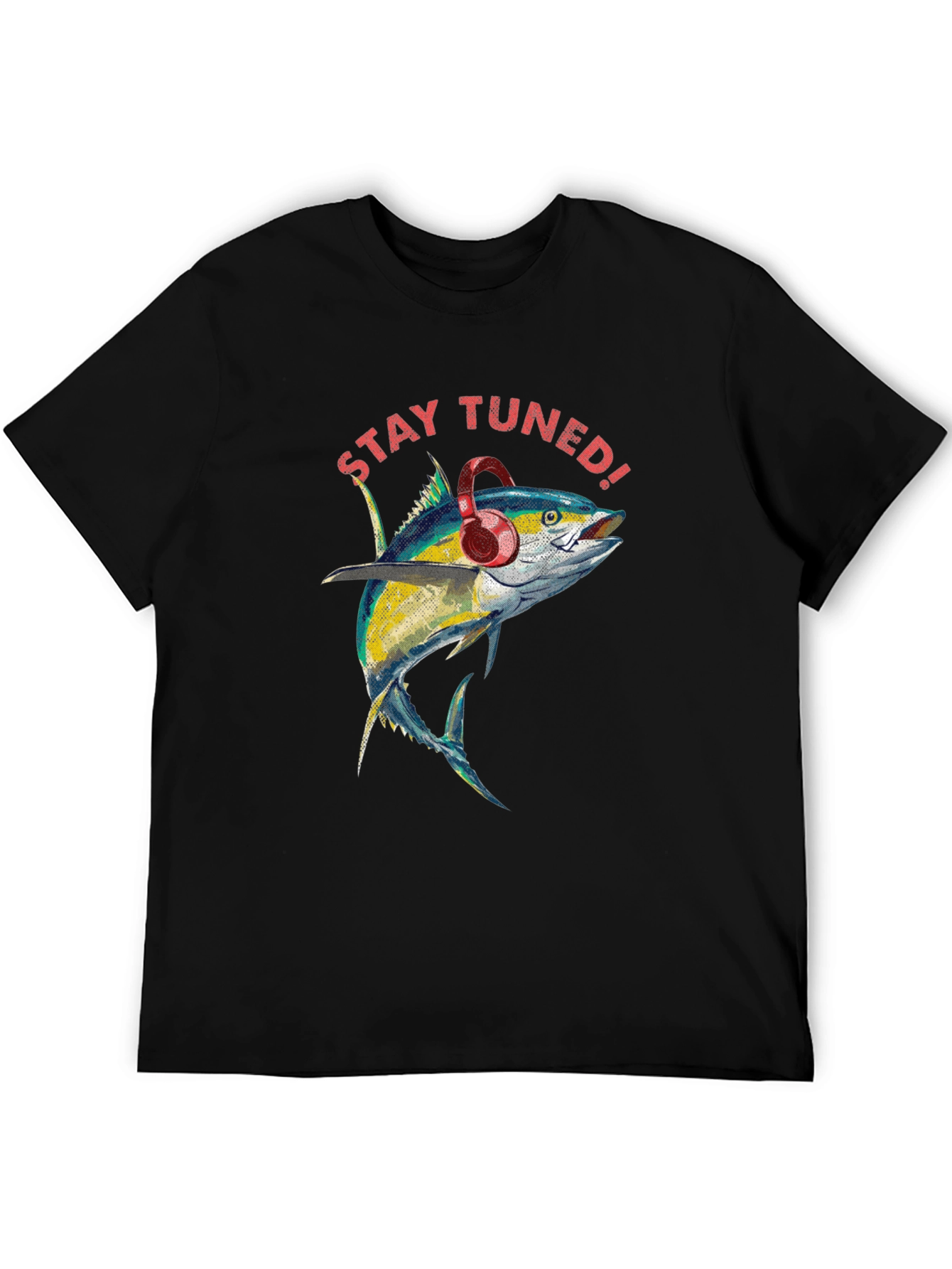 Black Stay Tuned Fish Graphic Tee view 5
