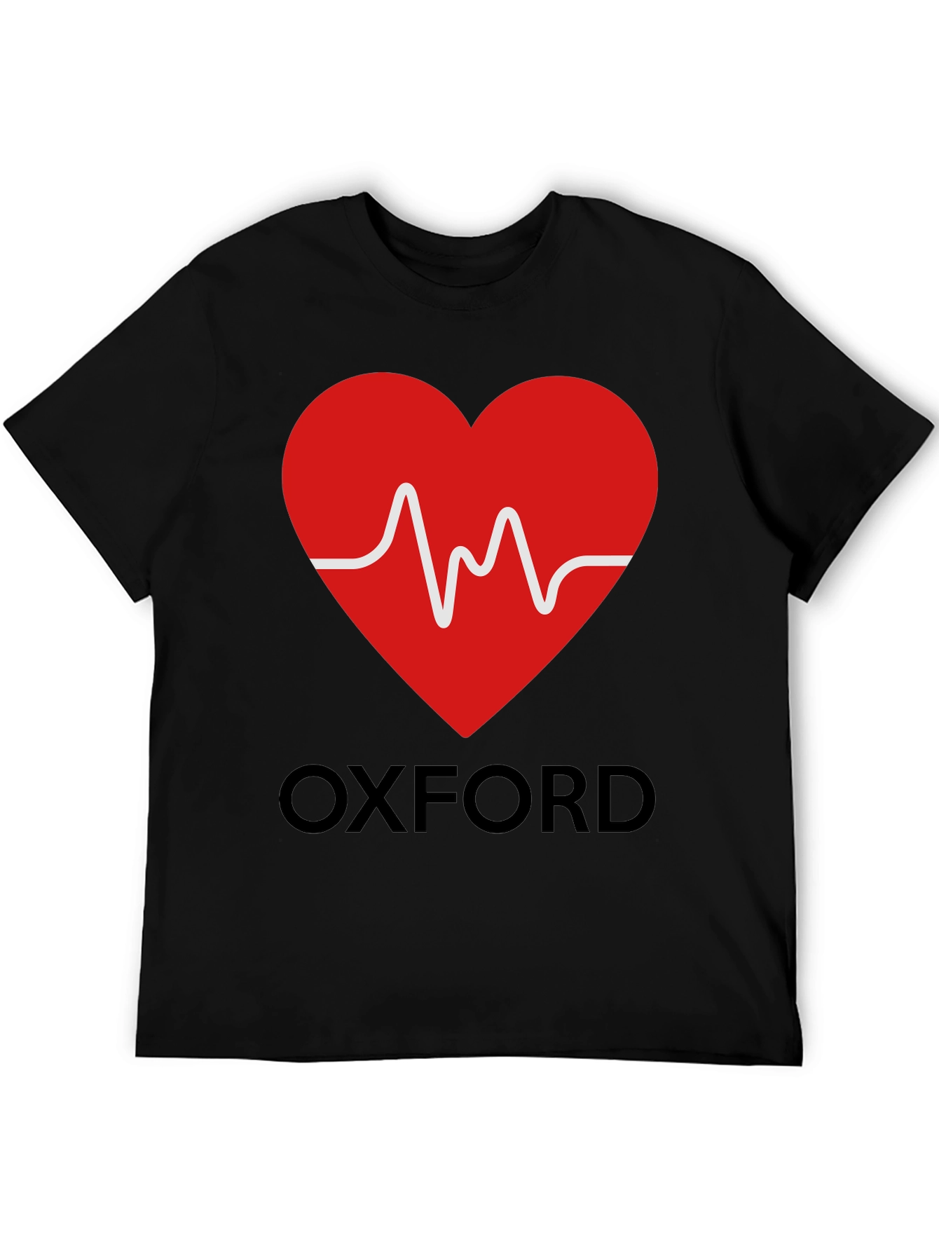 Black Oxford Heartbeat Graphic Tee - Soft Cotton Blend view 5