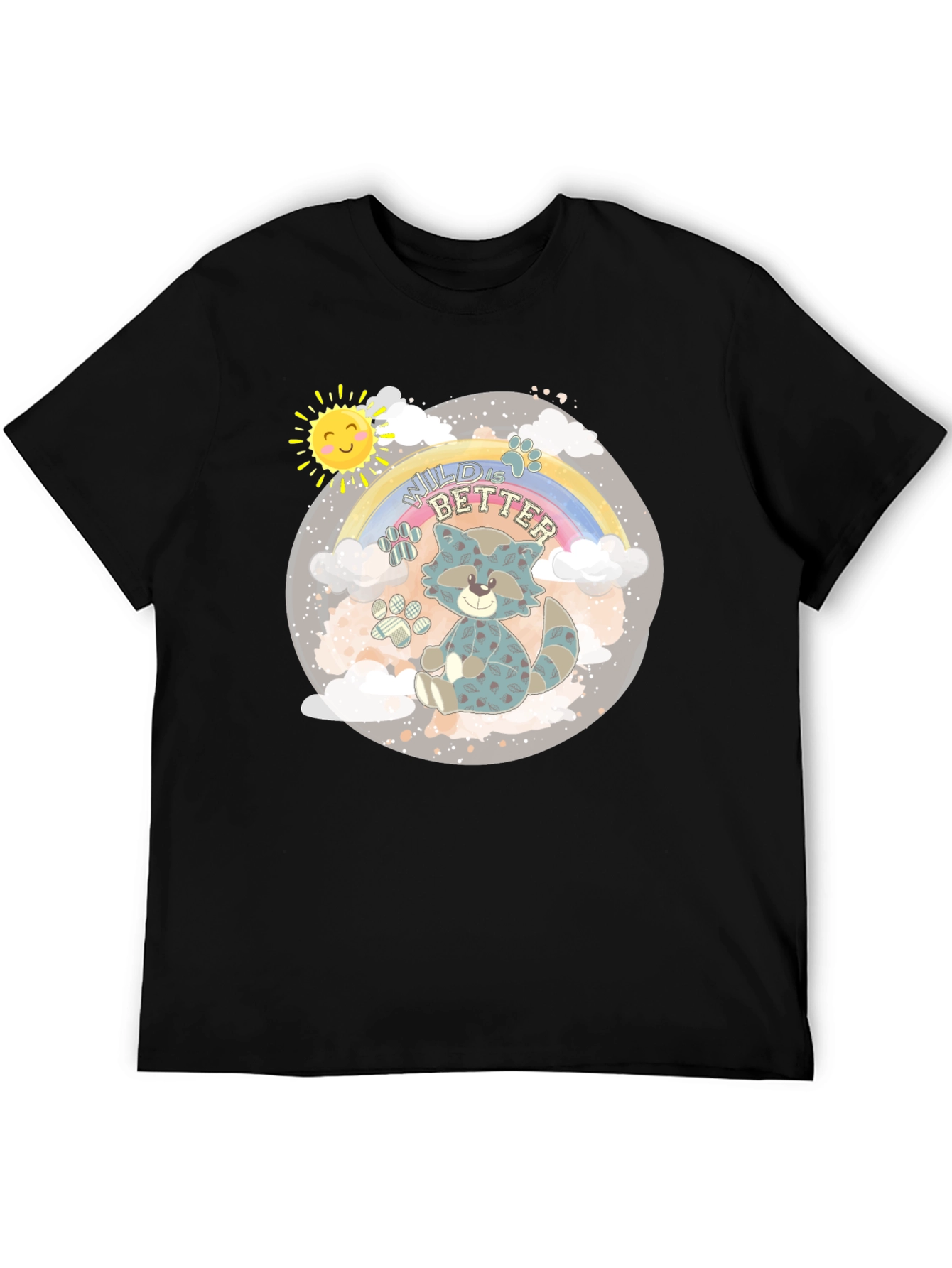 Black Wild is Better Raccoon Graphic T-Shirt view 5