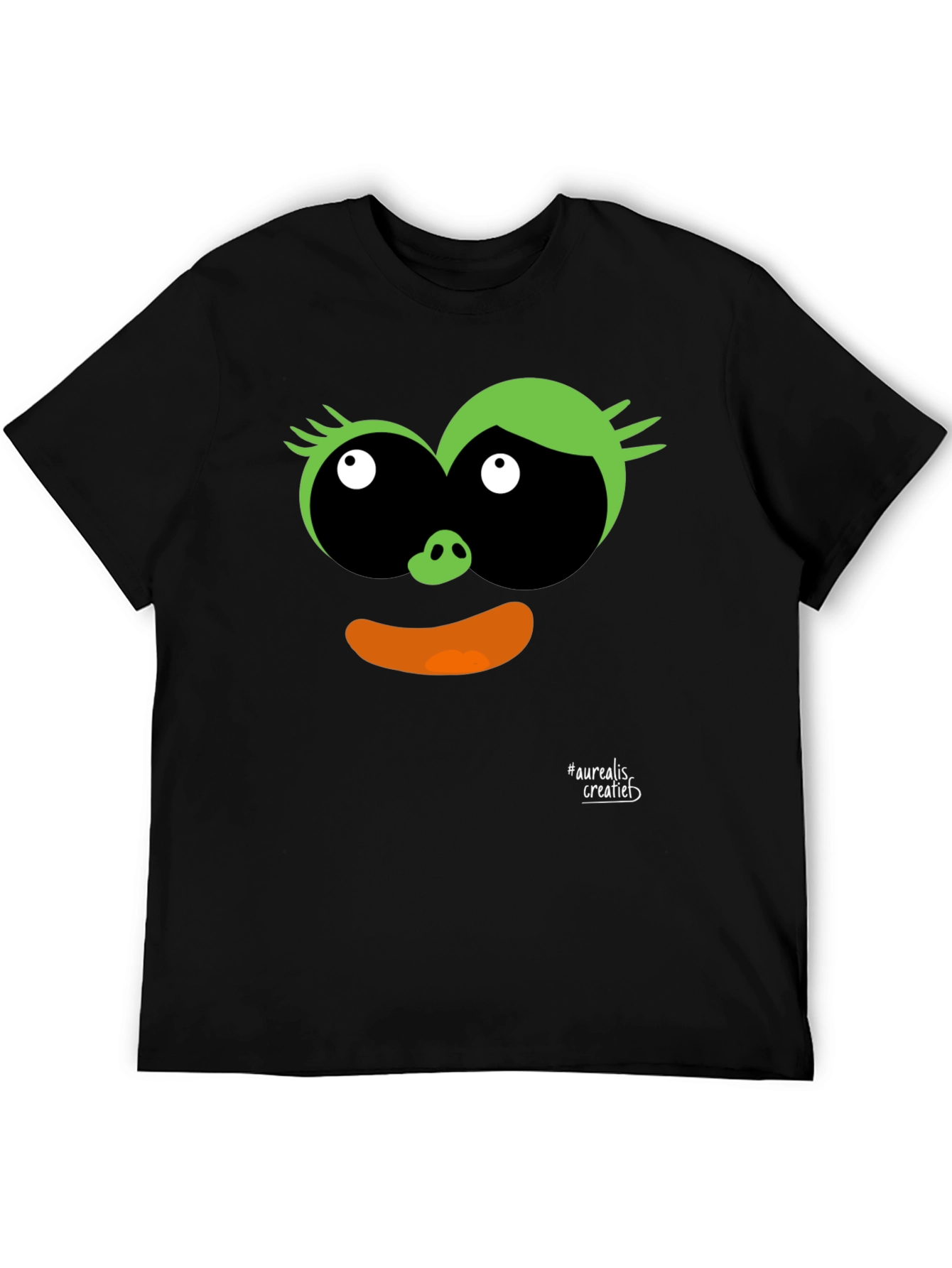 Black Fun Cartoon Face Black T-Shirt view 5