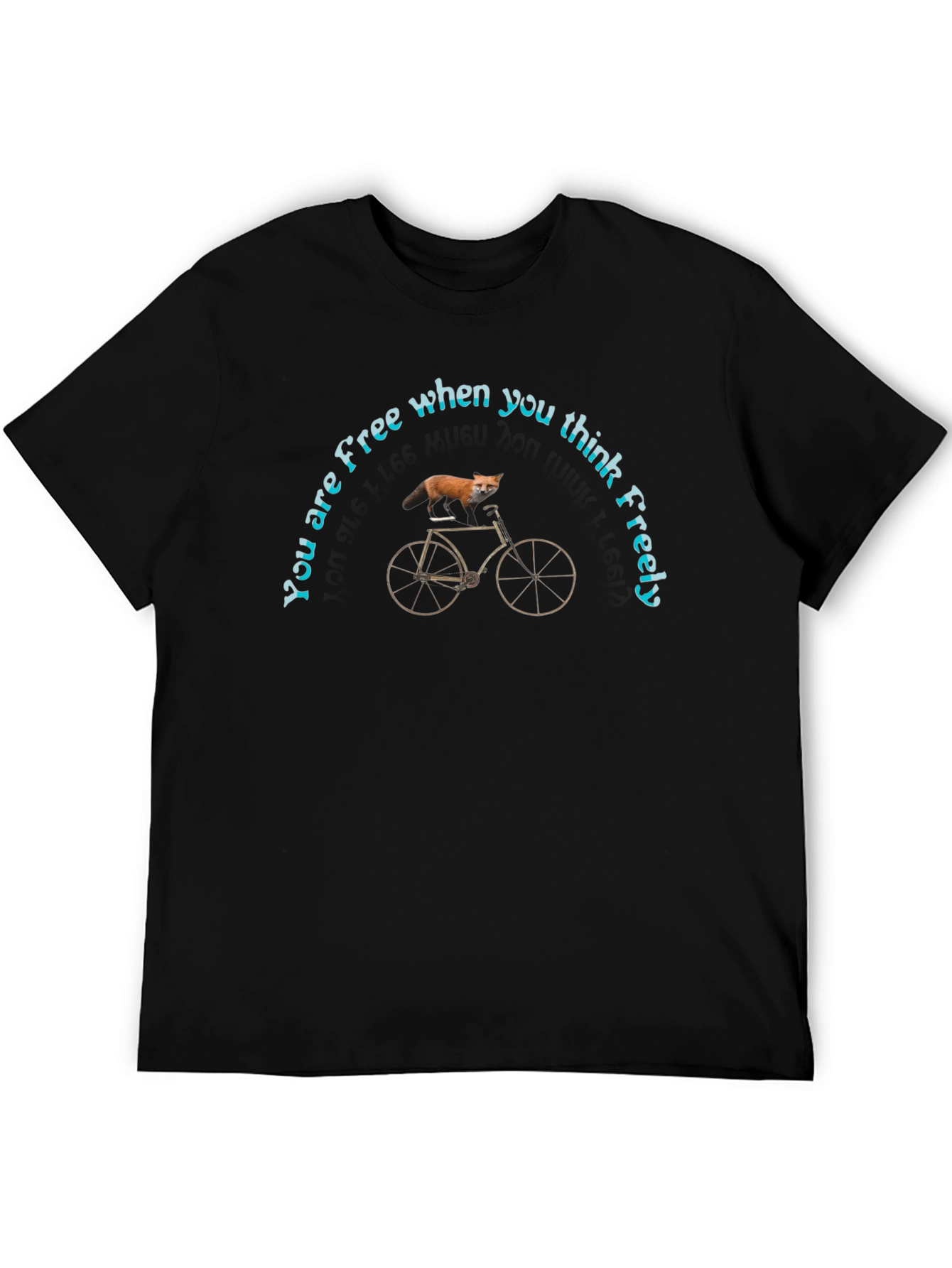 Black Free Thinker Fox Bicycle Graphic T-Shirt view 5