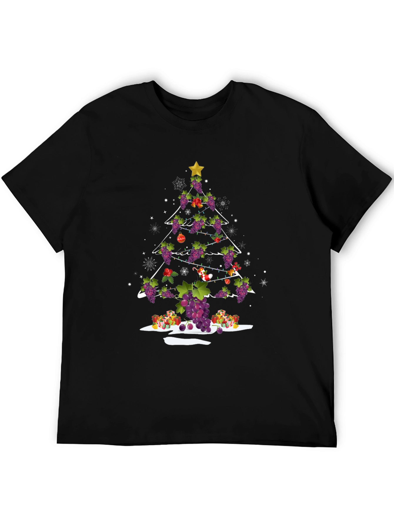 Black Grape Christmas Tree Holiday Graphic Tee view 5