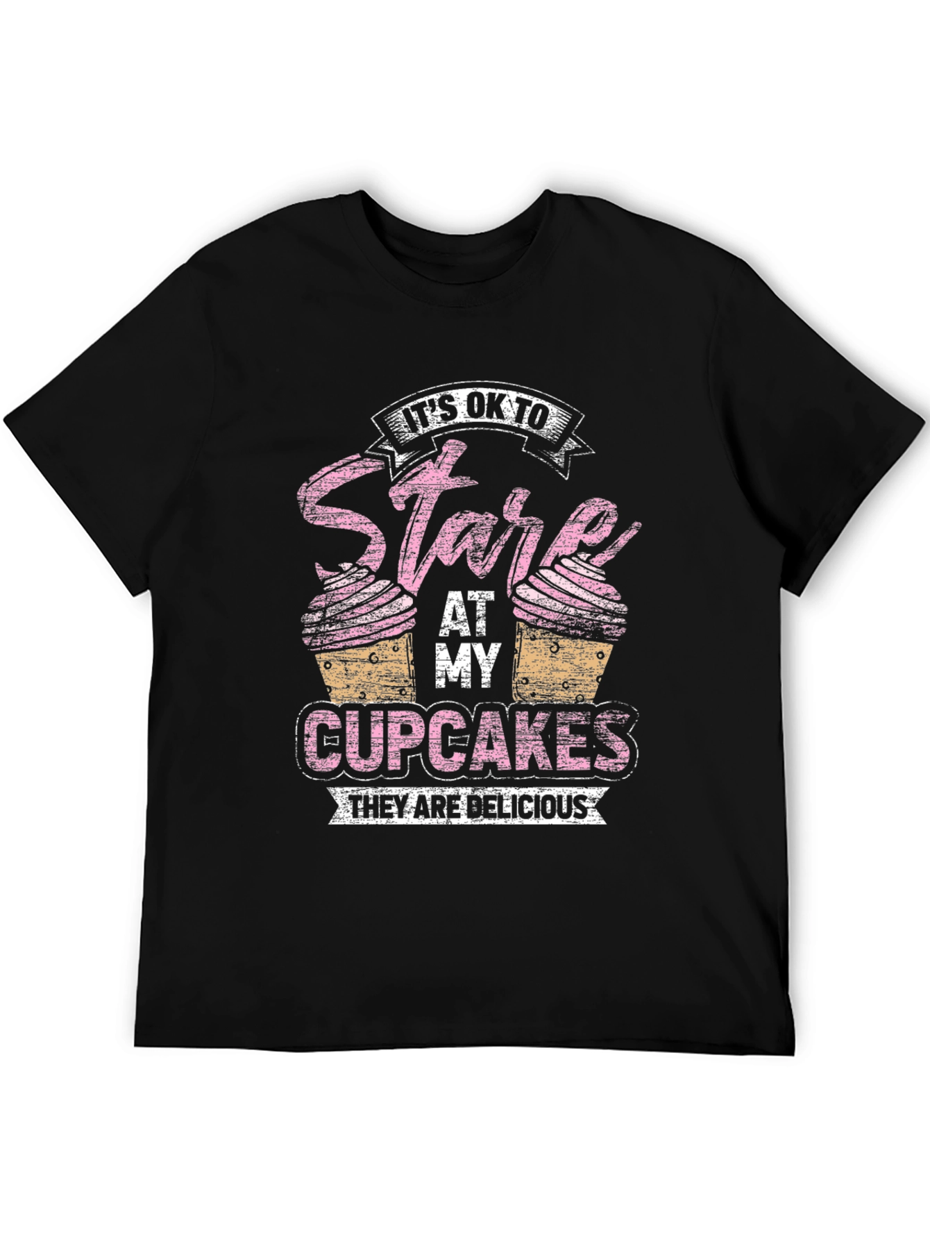 Black It's Ok to Stare at My Cupcakes T-Shirt view 5