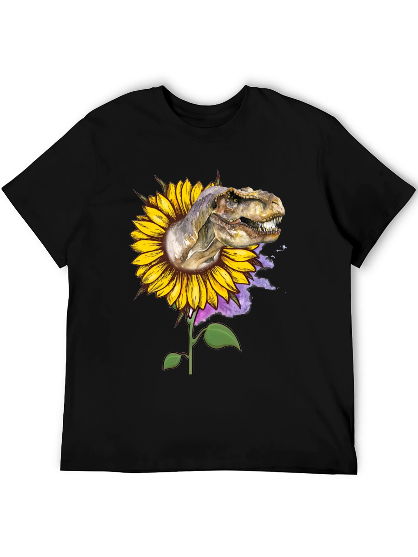 Black Dinosaur Sunflower Graphic Tee view 5