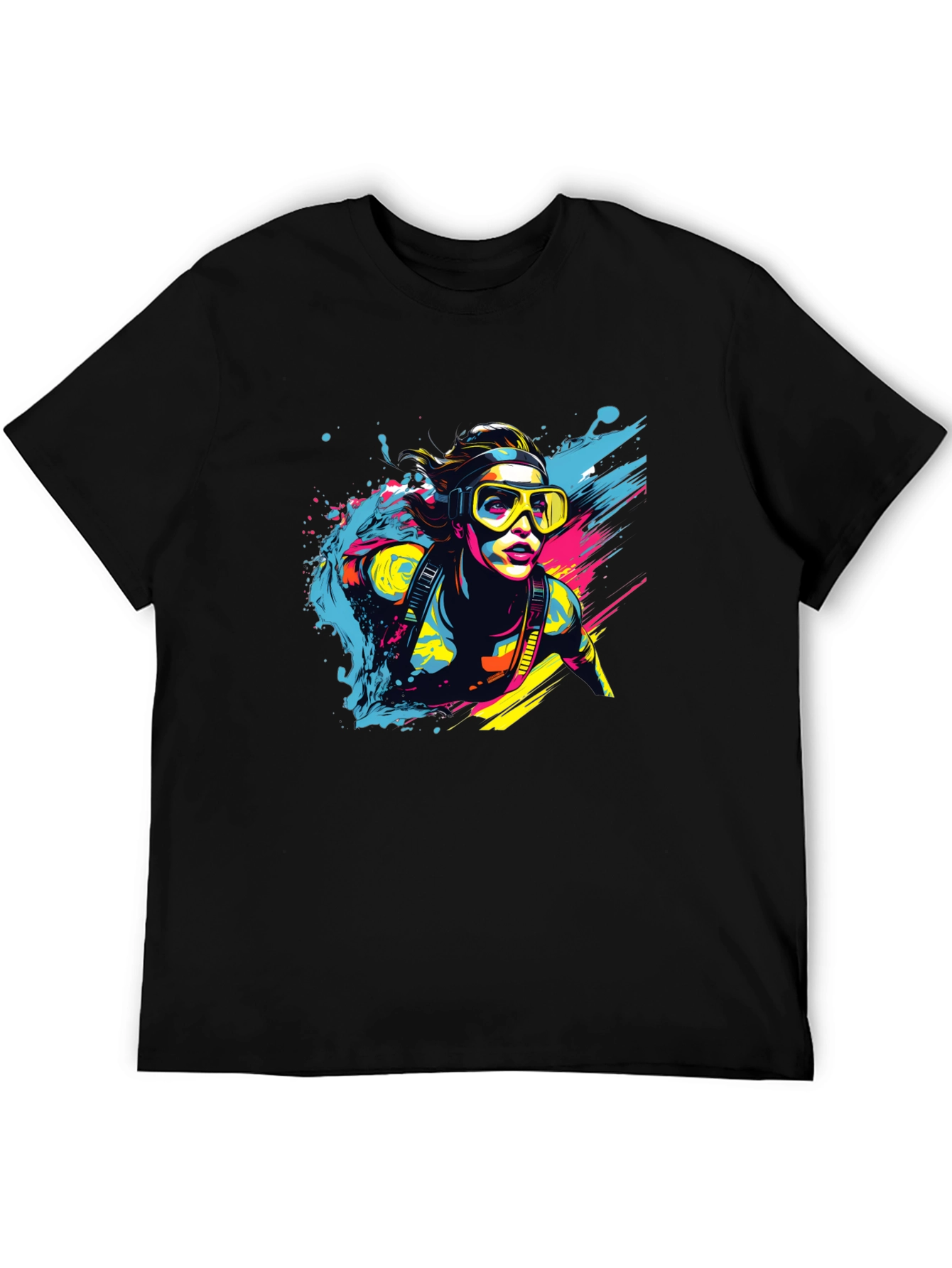 Black Diver Splash T-Shirt - Cool Graphic Tee view 5