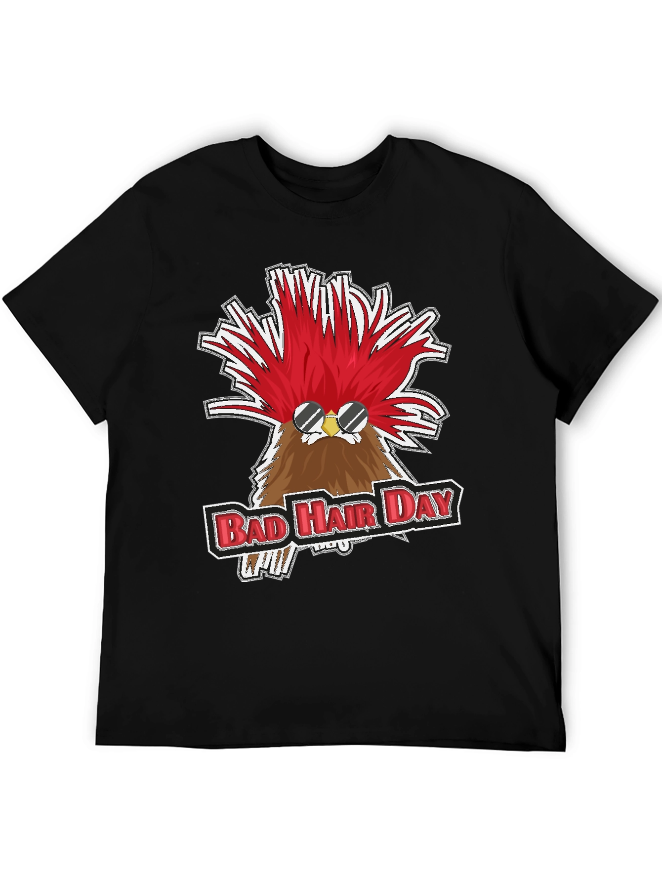 Black Bad Hair Day Chicken Graphic Tee view 5