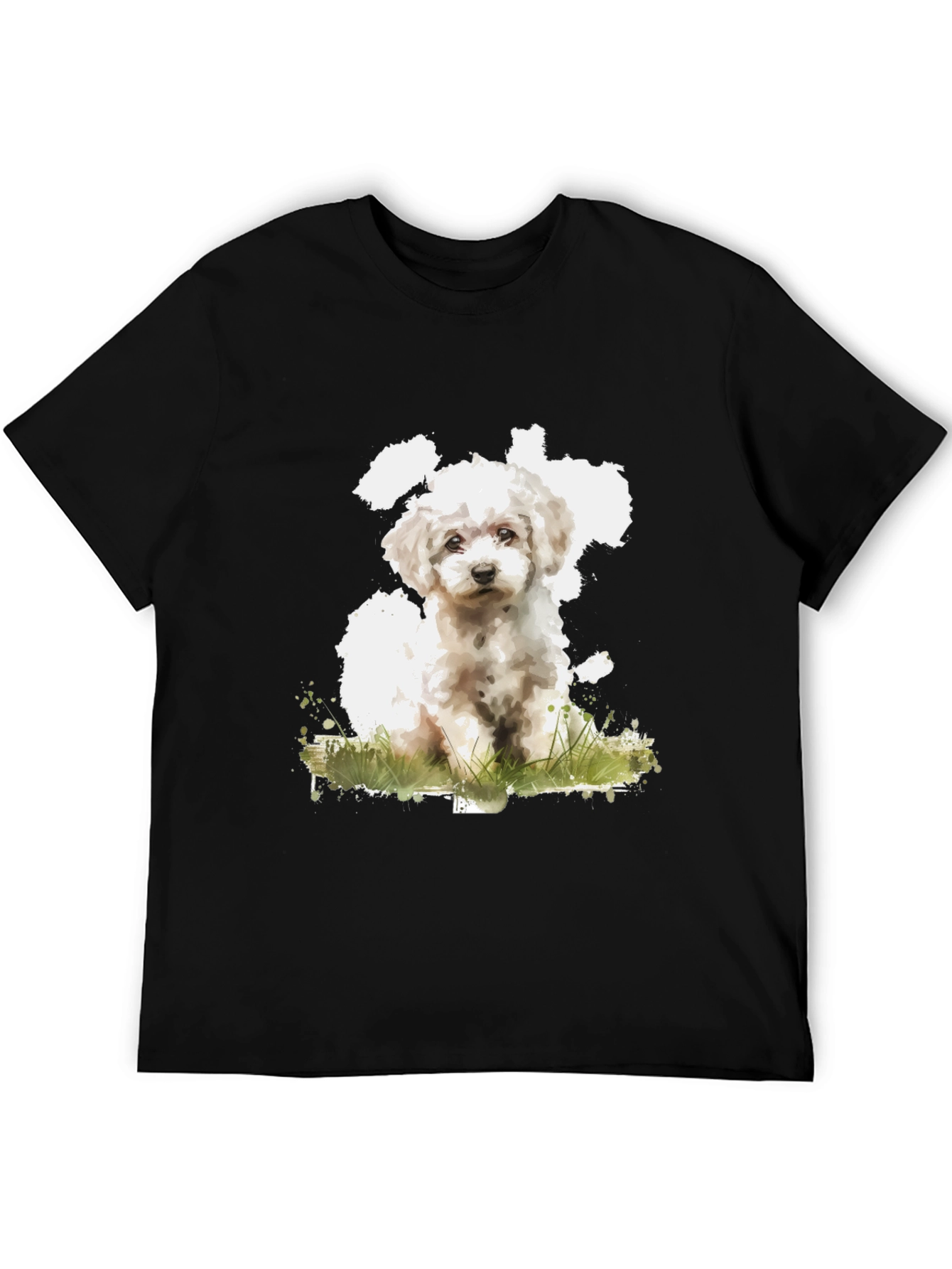 Black Cute Dog Art Black T-Shirt - Soft Cotton Blend view 5